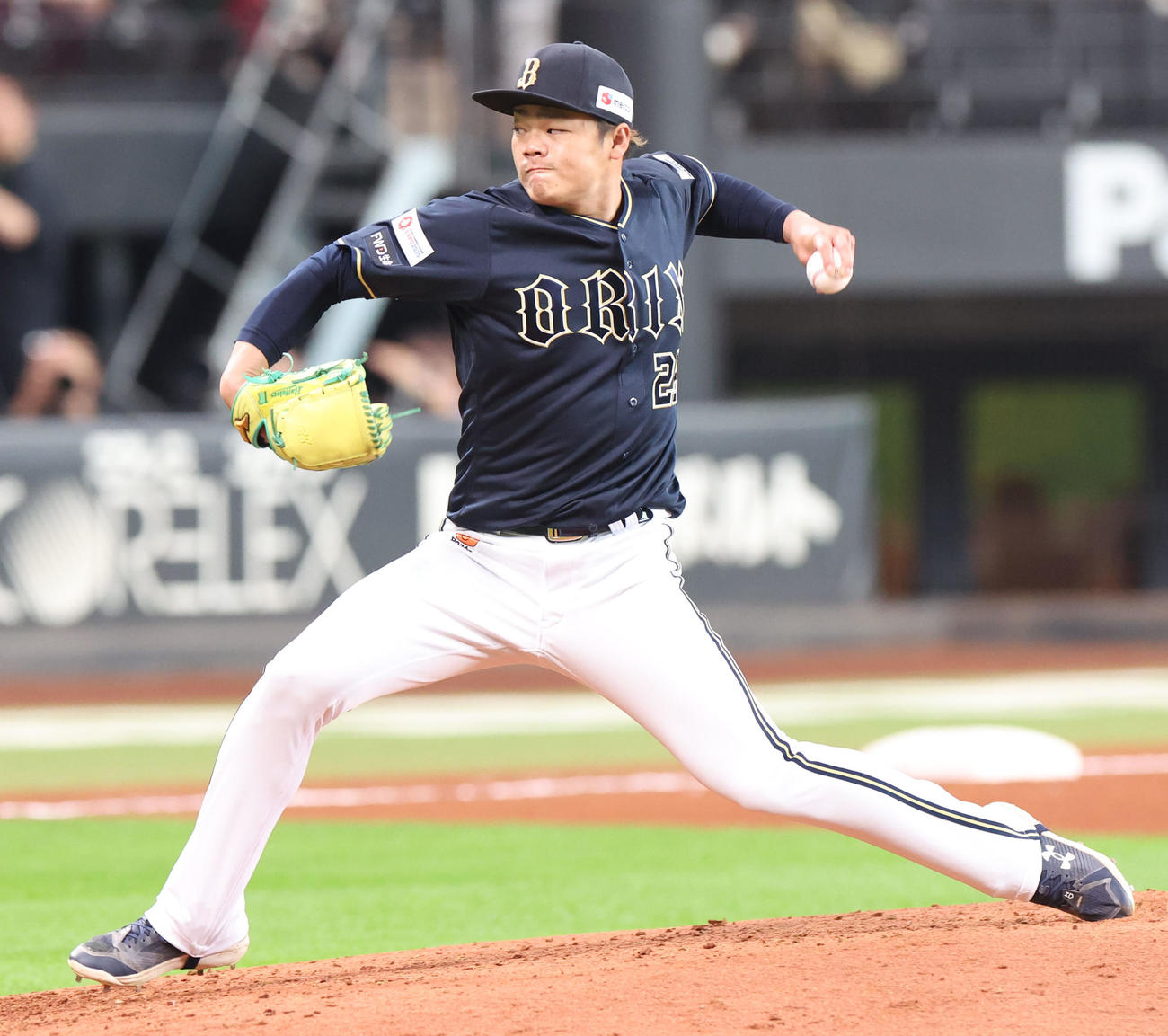 日本ハム対オリックス　オリックス2番手の富山（撮影・佐藤翔太）