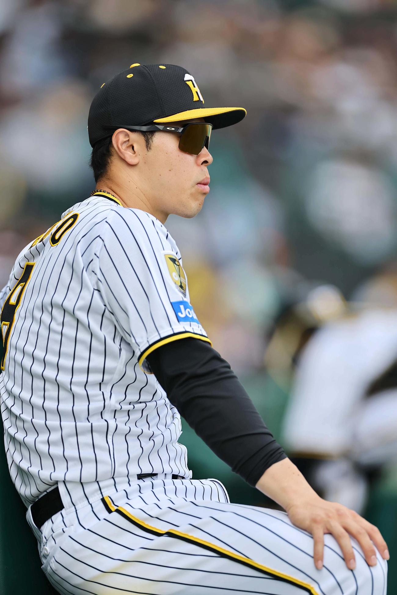 阪神対ヤクルト　ベンチスタートとなった佐藤輝（撮影・上田博志）