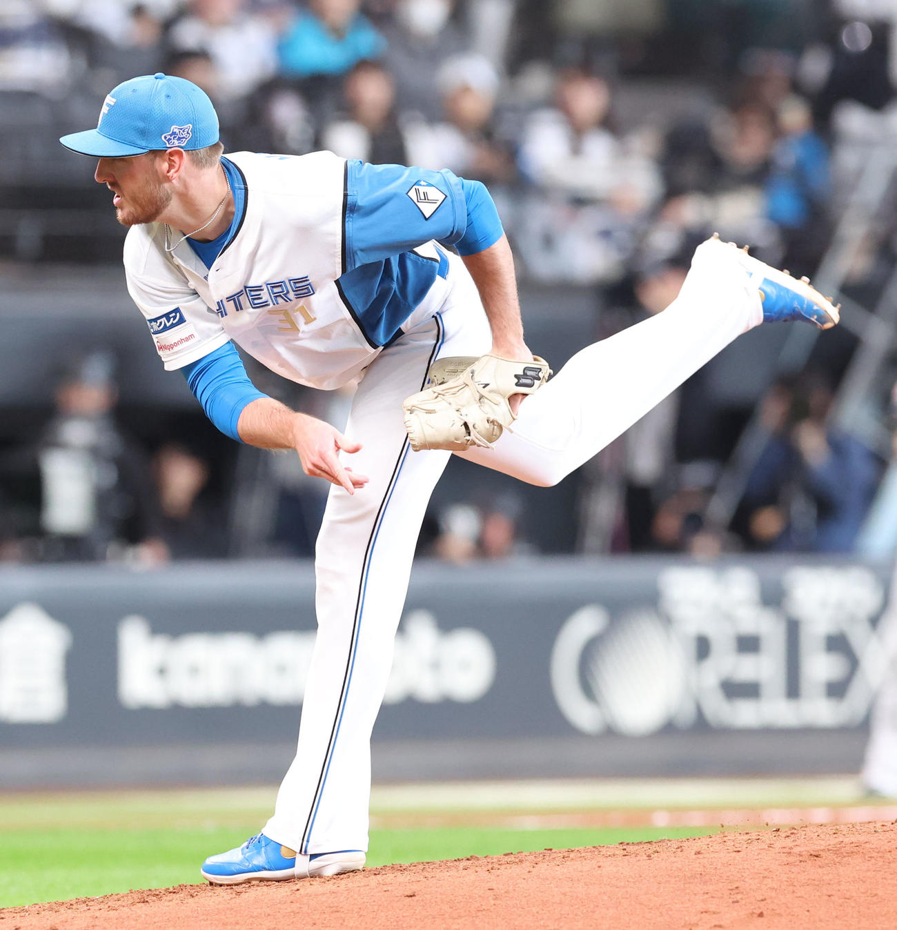 日本ハム対オリックス　日本ハム2番手のマーフィー（撮影・佐藤翔太）