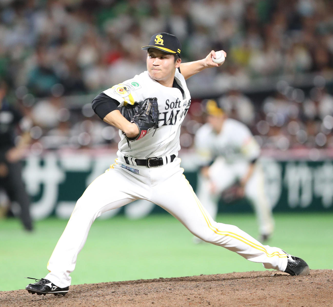 ソフトバンク対西武　9回に登板した長谷川（撮影・梅根麻紀）