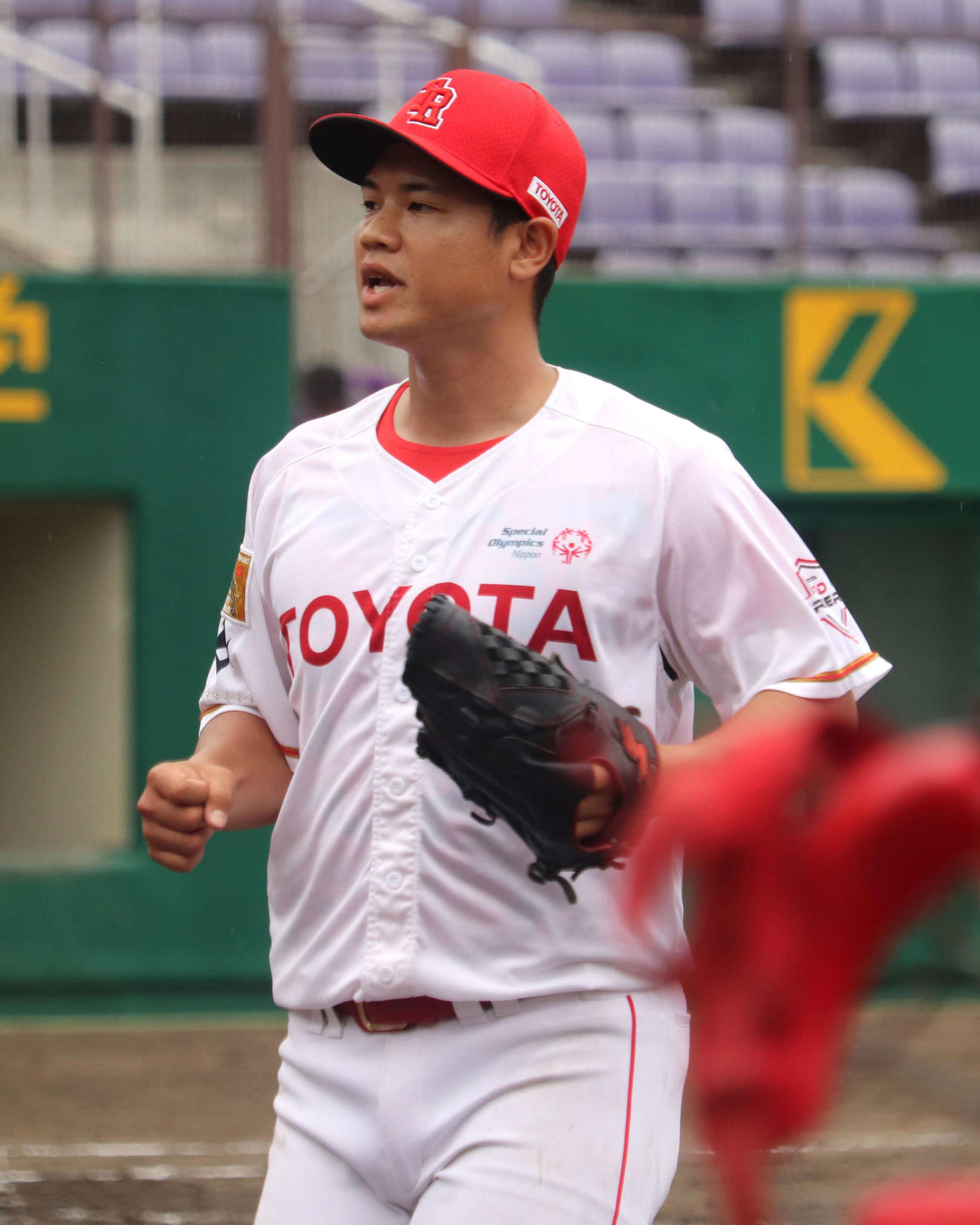 ヤマハ戦に出場し5番手で2回無失点のトヨタ自動車・細川拓哉投手（24＝東北福祉大）