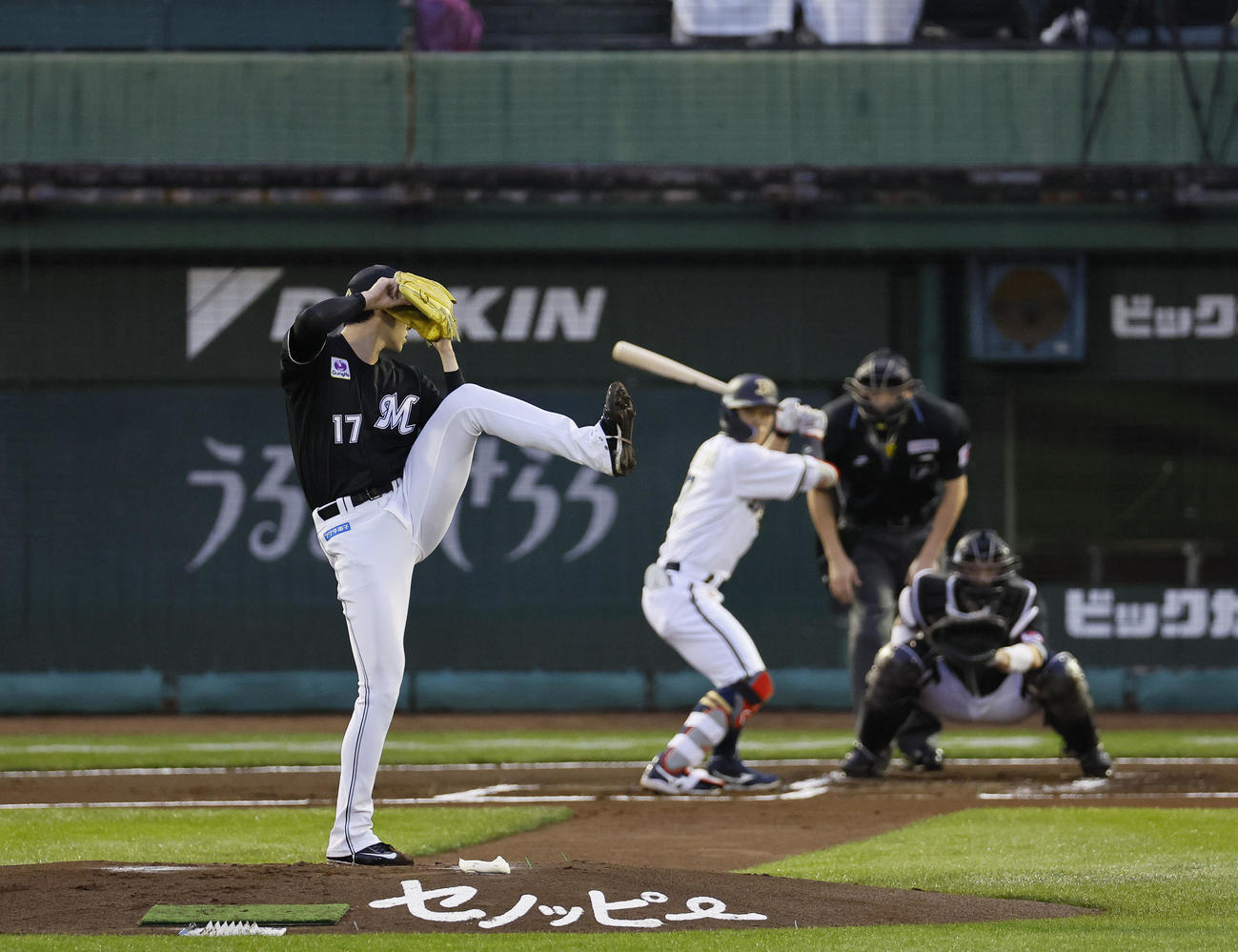 オリックス対ロッテ　オリックス戦に先発したロッテ佐々木（撮影・藤尾明華）