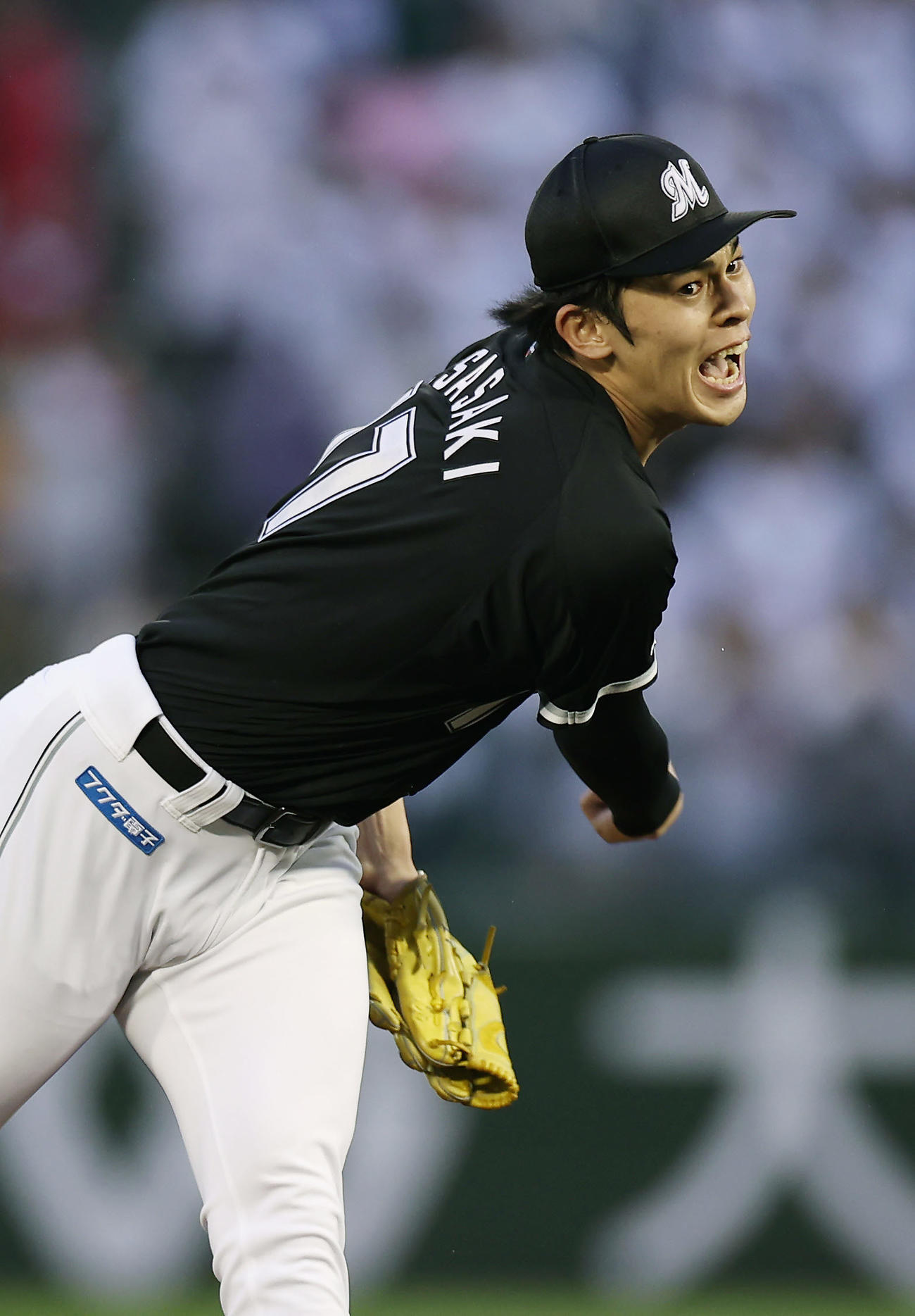 オリックス対ロッテ　7回を無失点に抑えたロッテ先発の佐々木（撮影・前田充）