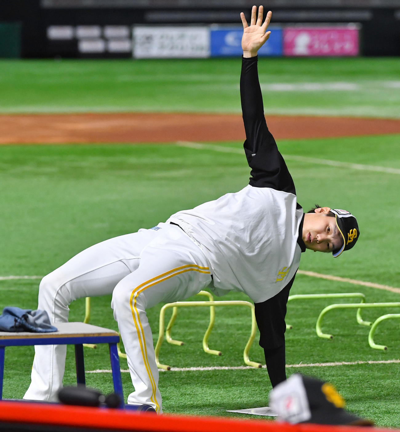 トレーニングを行う石川（撮影・岩下翔太）