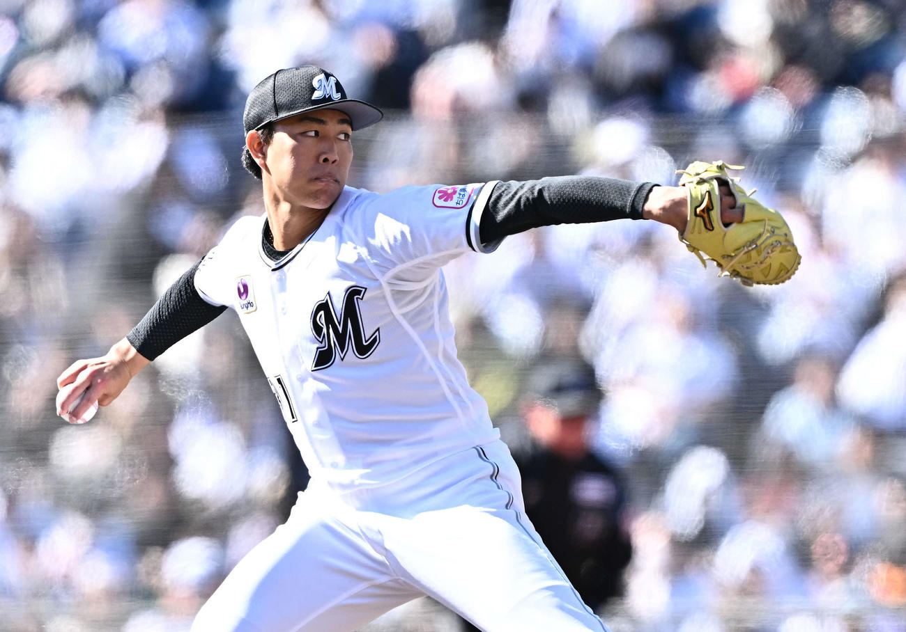 ロッテ大谷輝龍（2024年3月10日撮影）