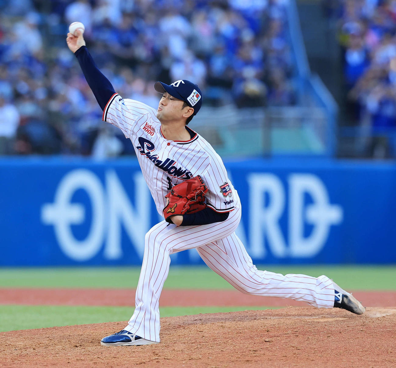 ヤクルト対中日　9回表中日の攻撃を抑えた石山（撮影・浅見桂子）