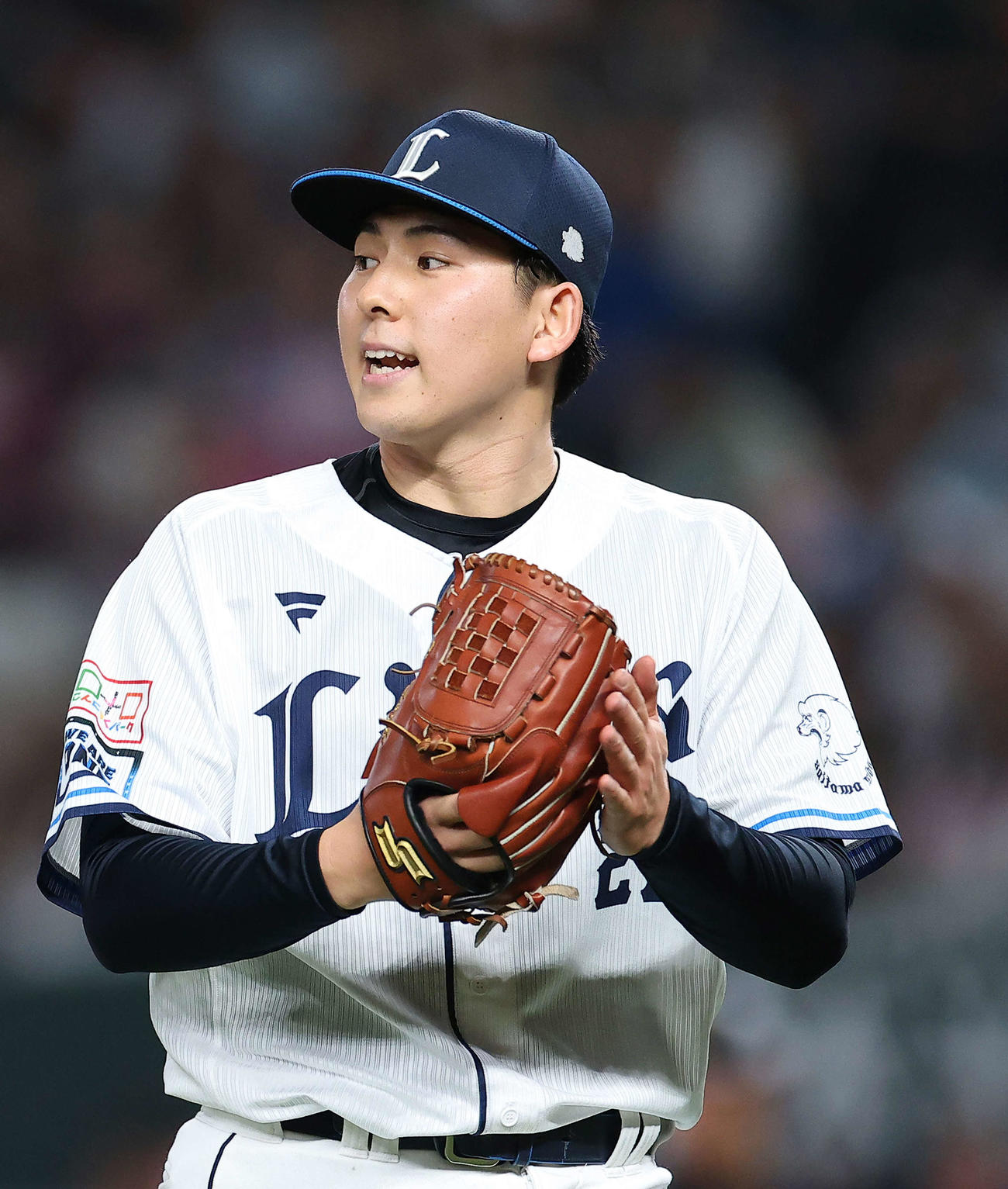 西武対ソフトバンク　5回表ソフトバンク2死、海野を三ゴロに仕留める武内（撮影・河田真司）