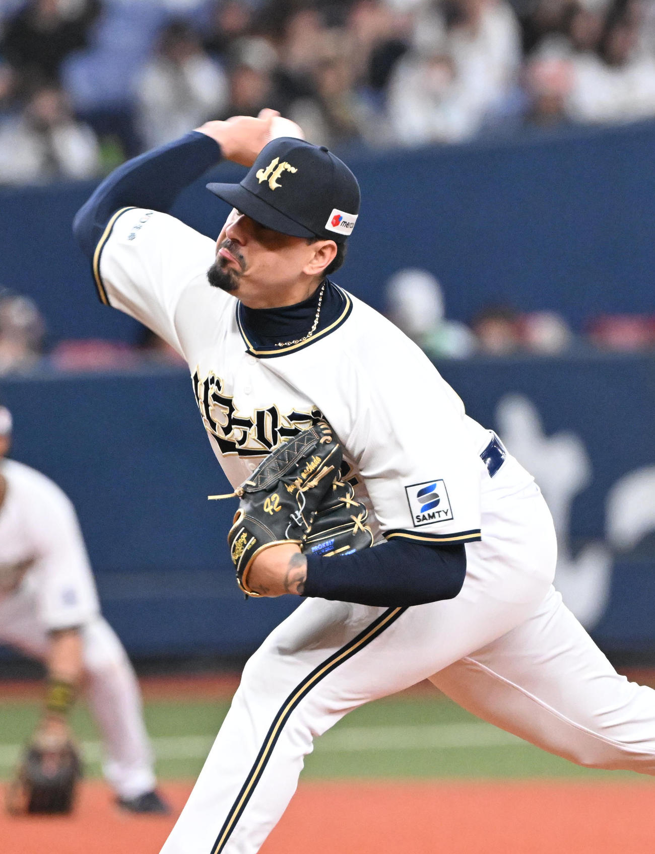 オリックス対日本ハム　9回に登板するオリックスのマチャド（撮影・和賀正仁）