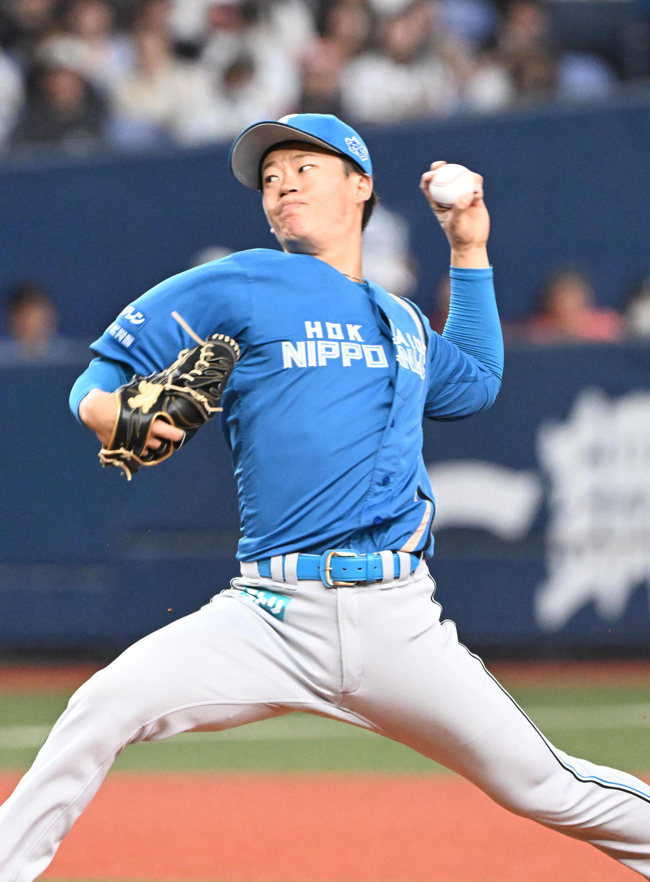オリックス対日本ハム　7回に登板する日本ハム矢沢（撮影・和賀正仁）