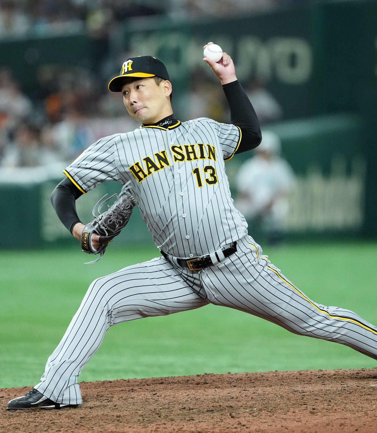 巨人対阪神　8回からマウンドに上がった阪神岩崎（撮影・たえ見朱実）