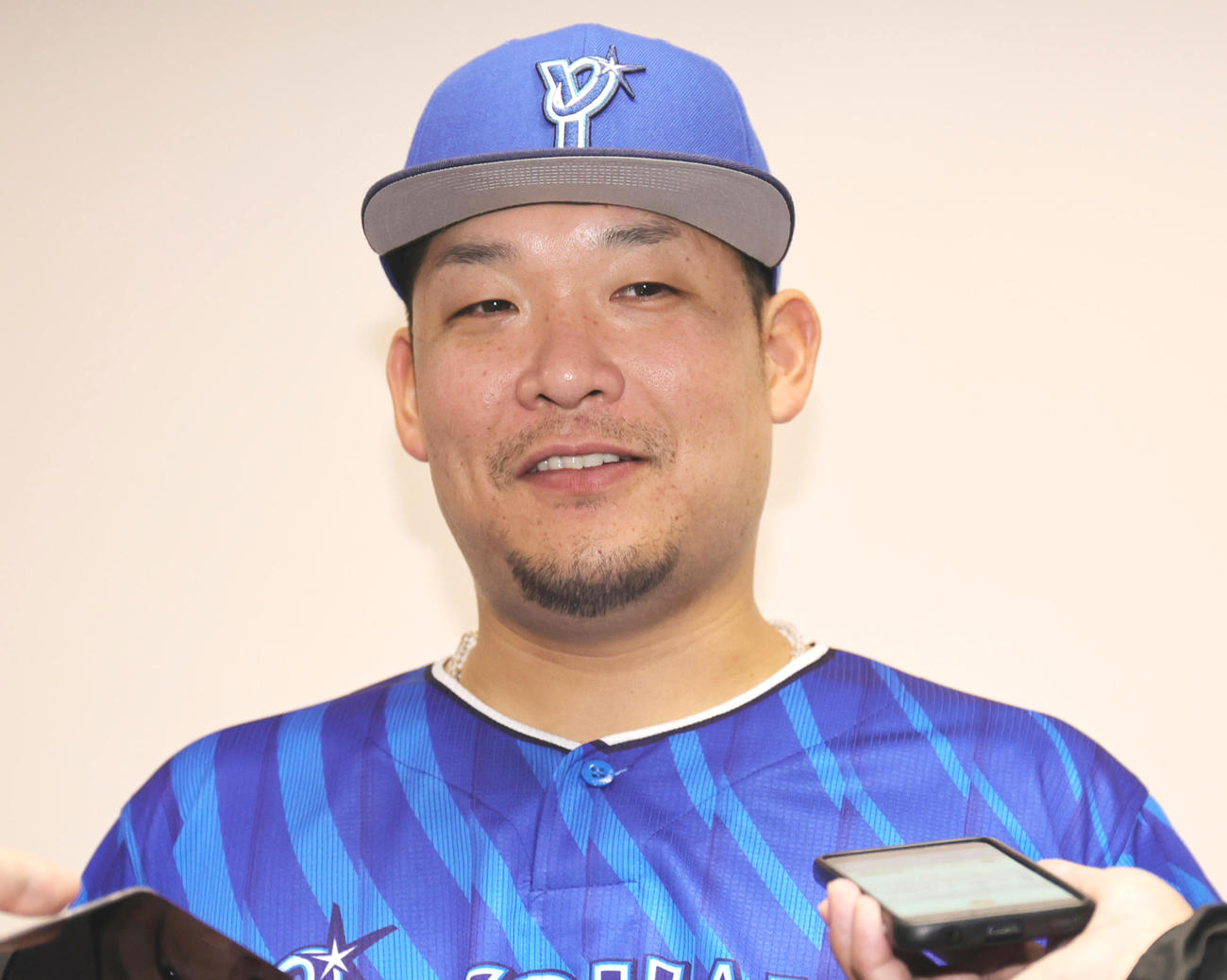笑顔を見せる筒香嘉智（2024年4月撮影）