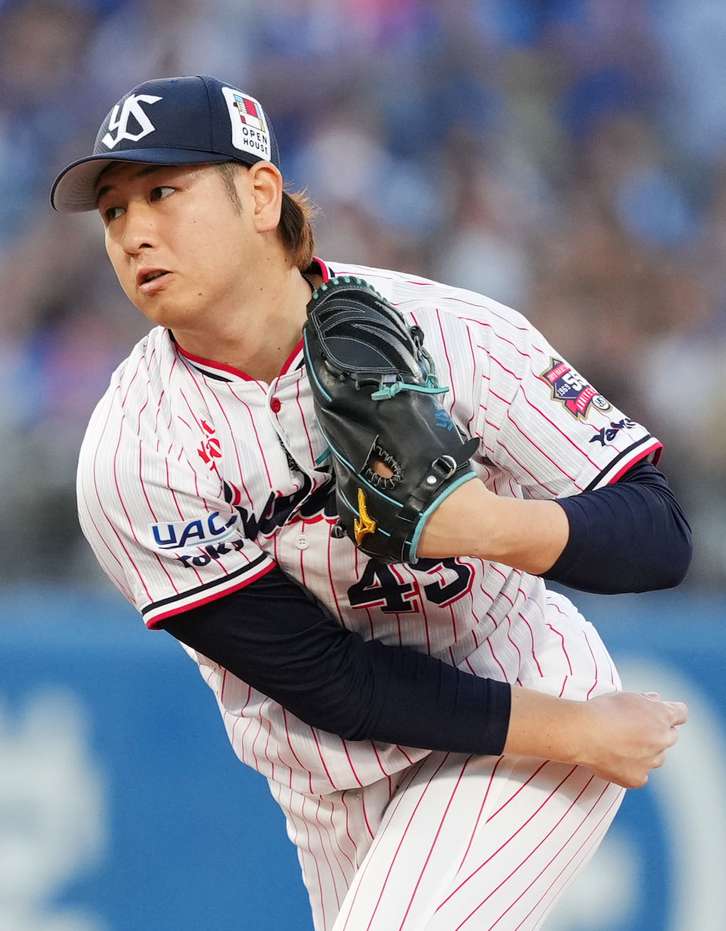 ヤクルト対中日　力投するヤクルト先発の小沢（撮影・横山健太）