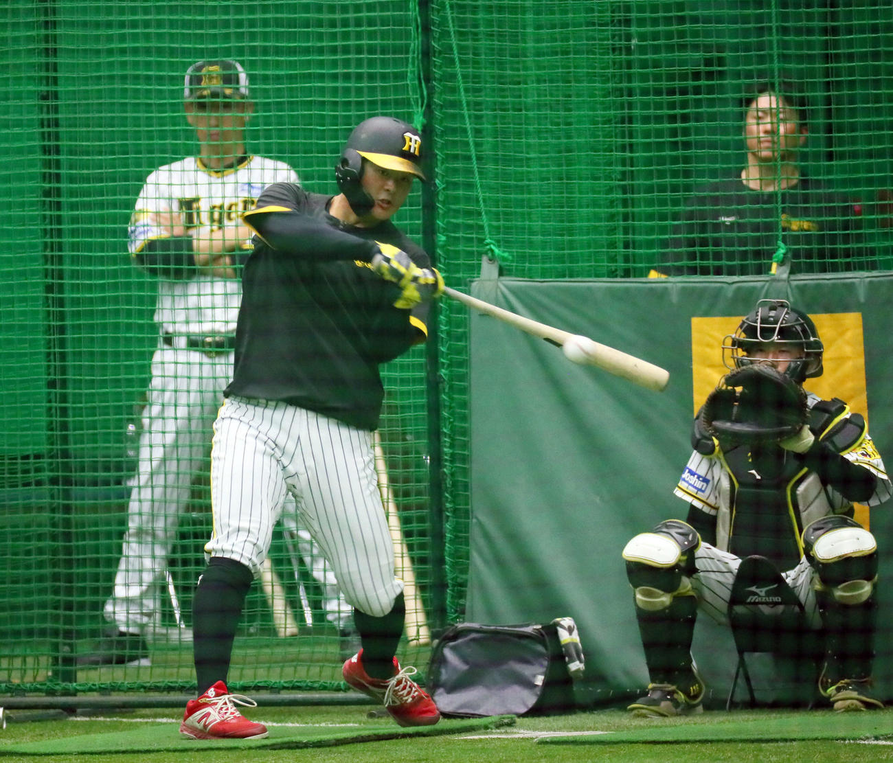 阪神対広島　打撃練習に励む前川（撮影・宮崎幸一）