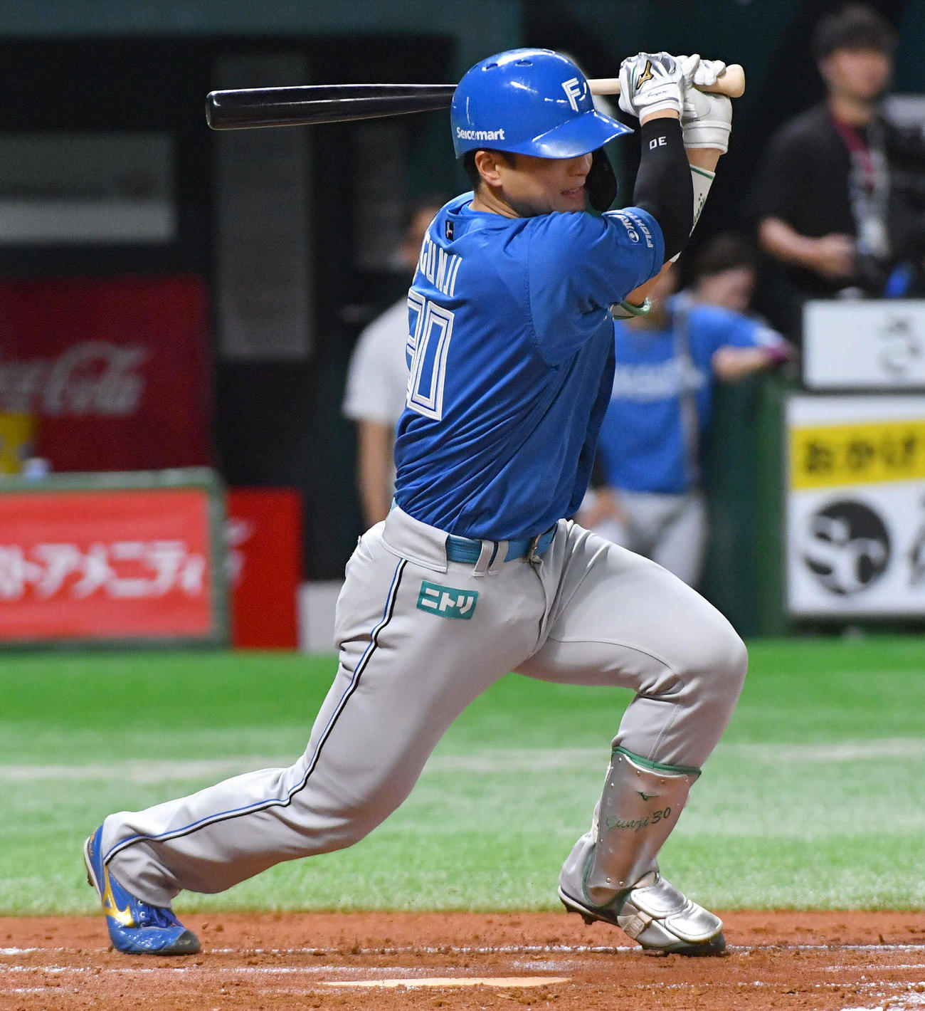 ソフトバンク対日本ハム　2回表日本ハム2死三塁、郡司は中前適時打を放つ（撮影・岩下翔太）