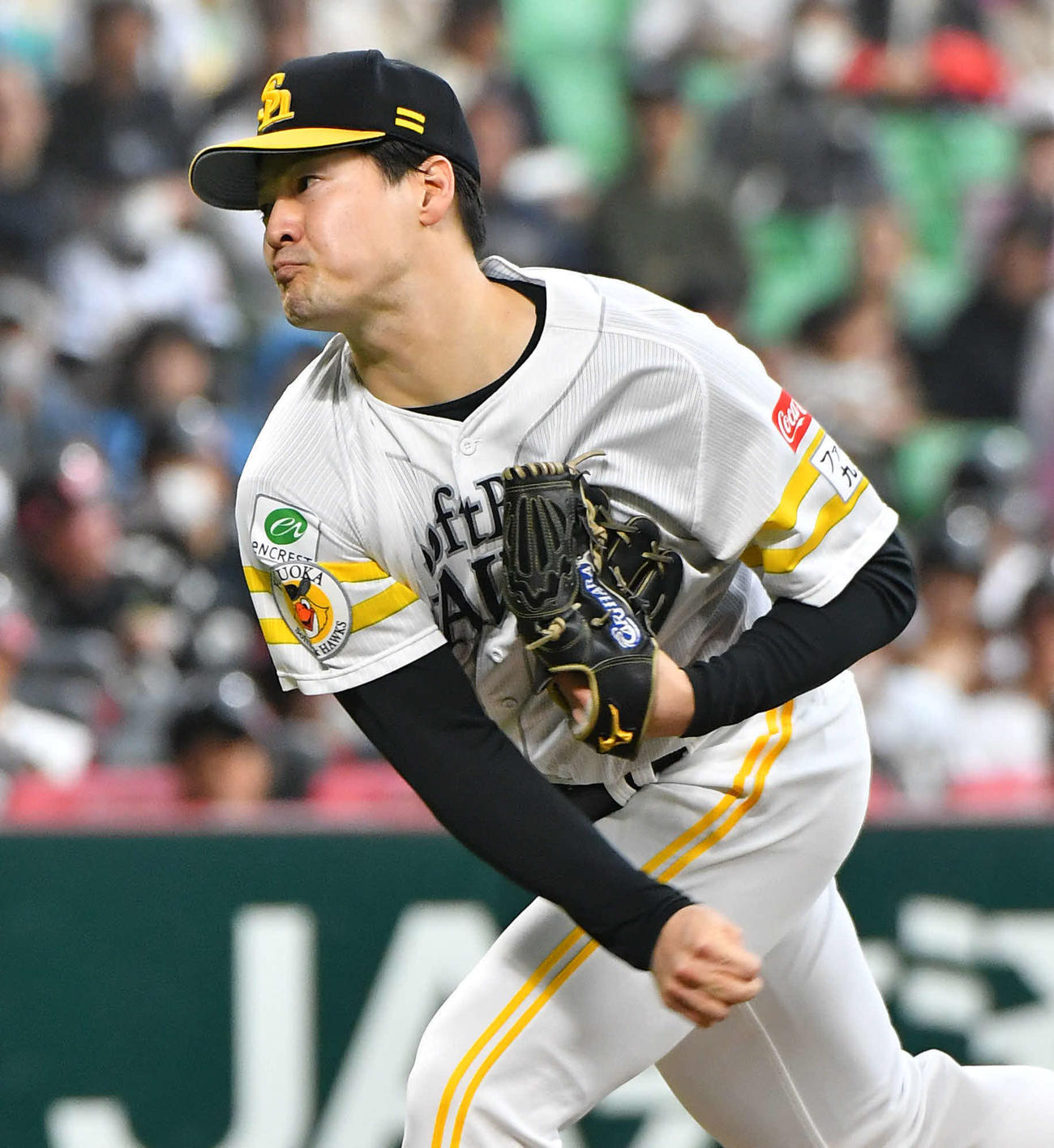 ソフトバンク対日本ハム　ソフトバンク先発の有原（撮影・岩下翔太）