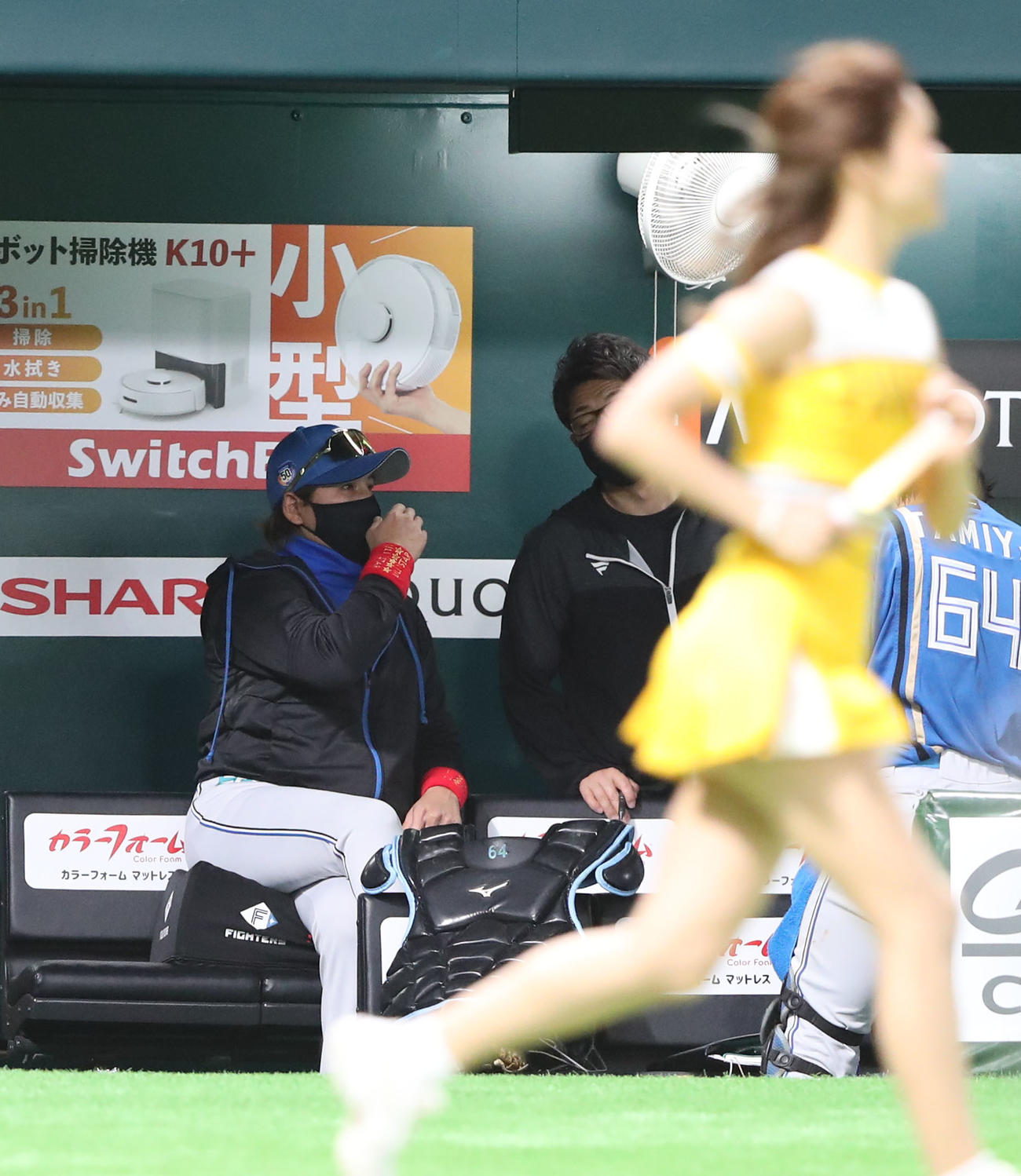 ソフトバンク対日本ハム　ベンチから試合を見つめる新庄監督（撮影・梅根麻紀）