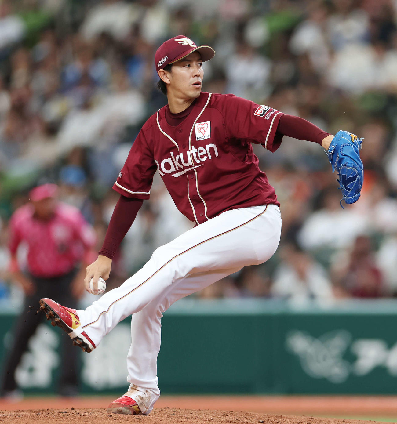 西武対楽天　楽天先発の岸（撮影・宮地輝）