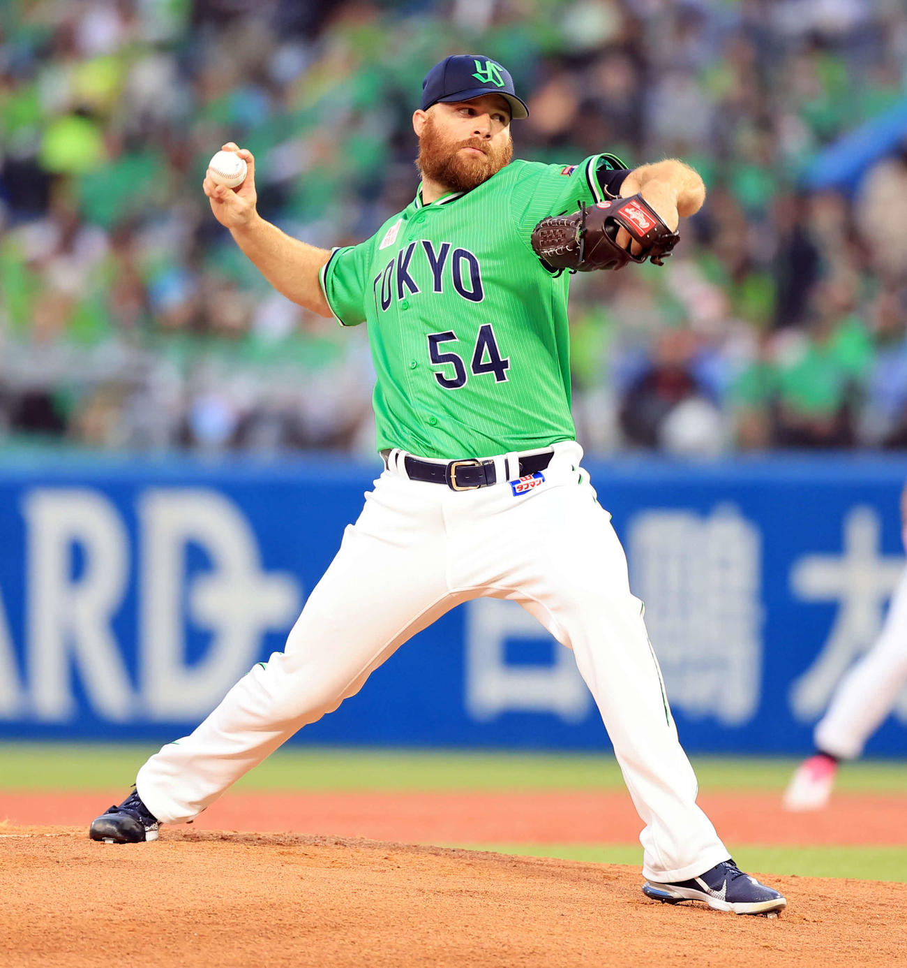 ヤクルト対巨人　力投するヤクルト先発のサイスニード（撮影・浅見桂子）