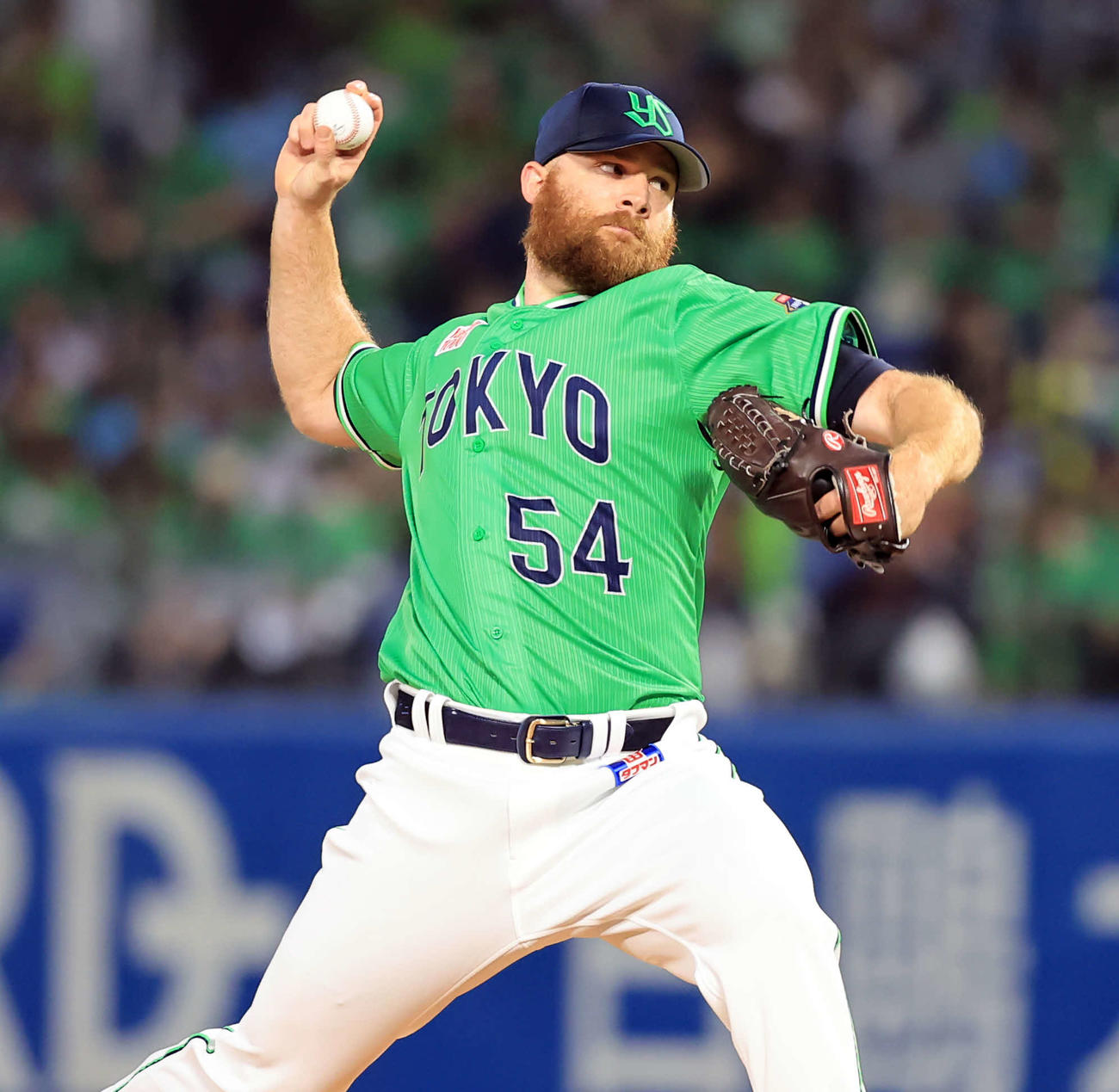 ヤクルト対巨人　力投するヤクルト先発のサイスニード（撮影・浅見桂子）