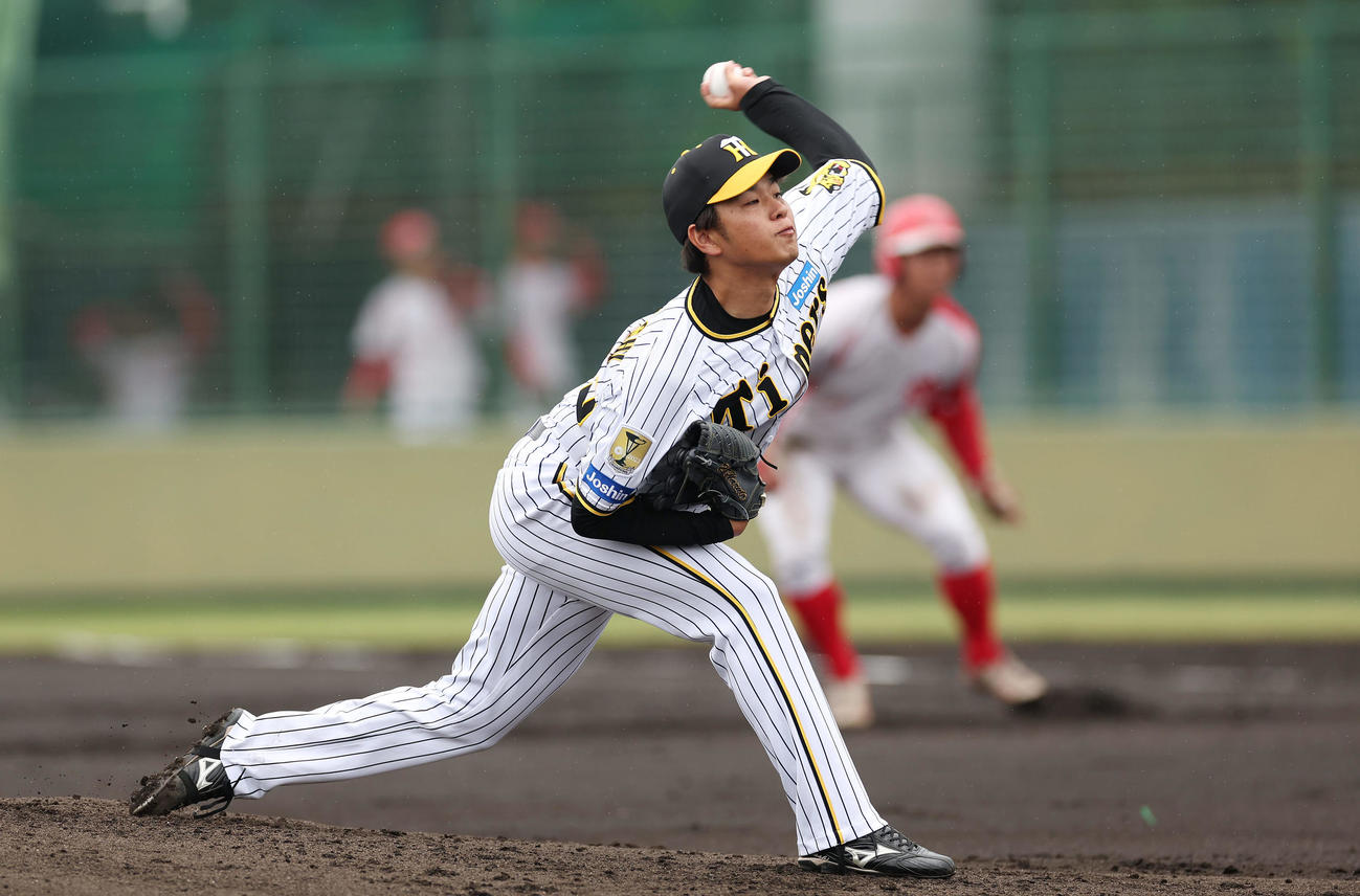 マツゲン箕島との練習試合に先発し力投する阪神高橋（撮影・前田充）