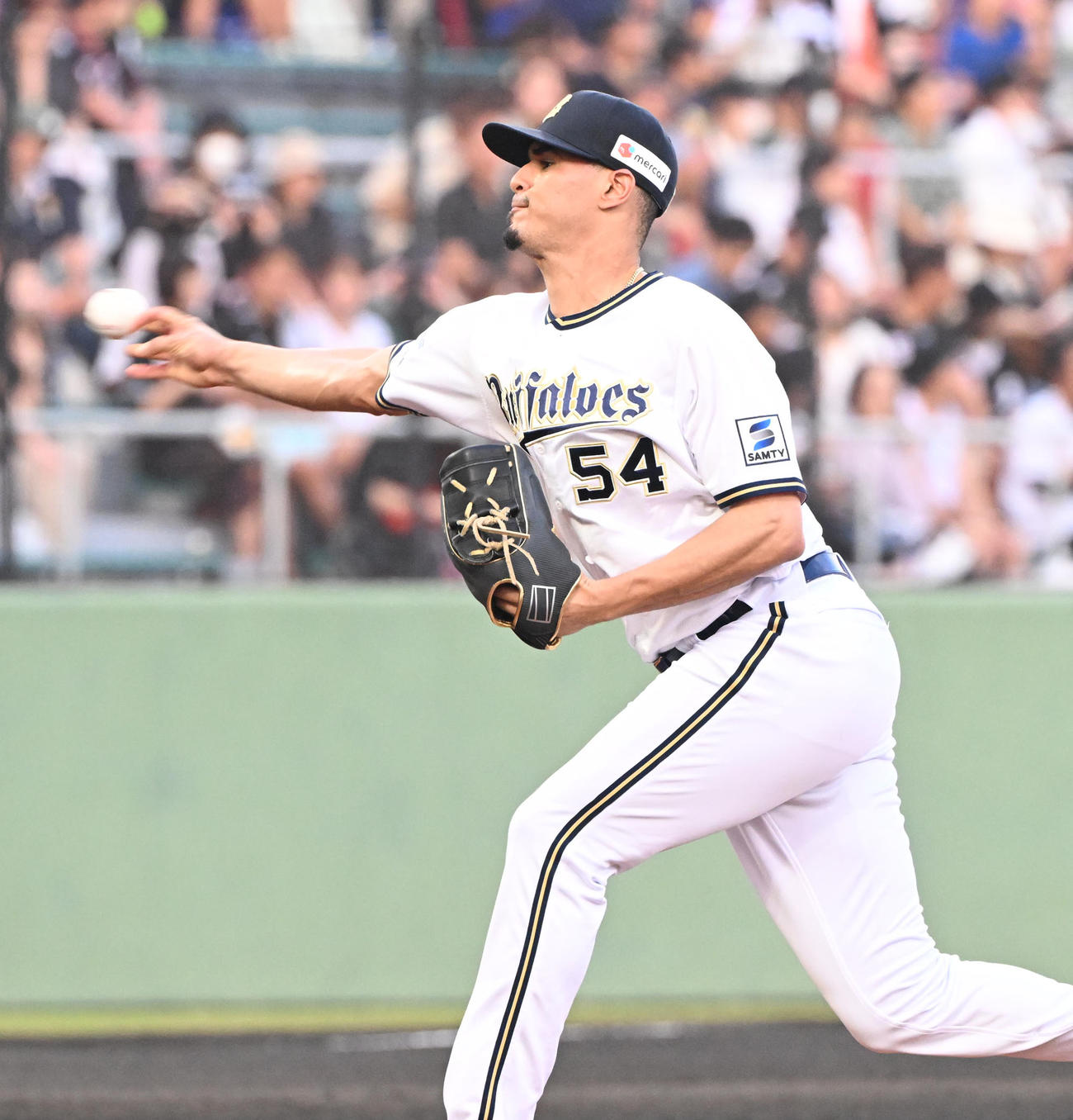 オリックス対ロッテ　先発するオリックスのカスティーヨ（撮影・和賀正仁）