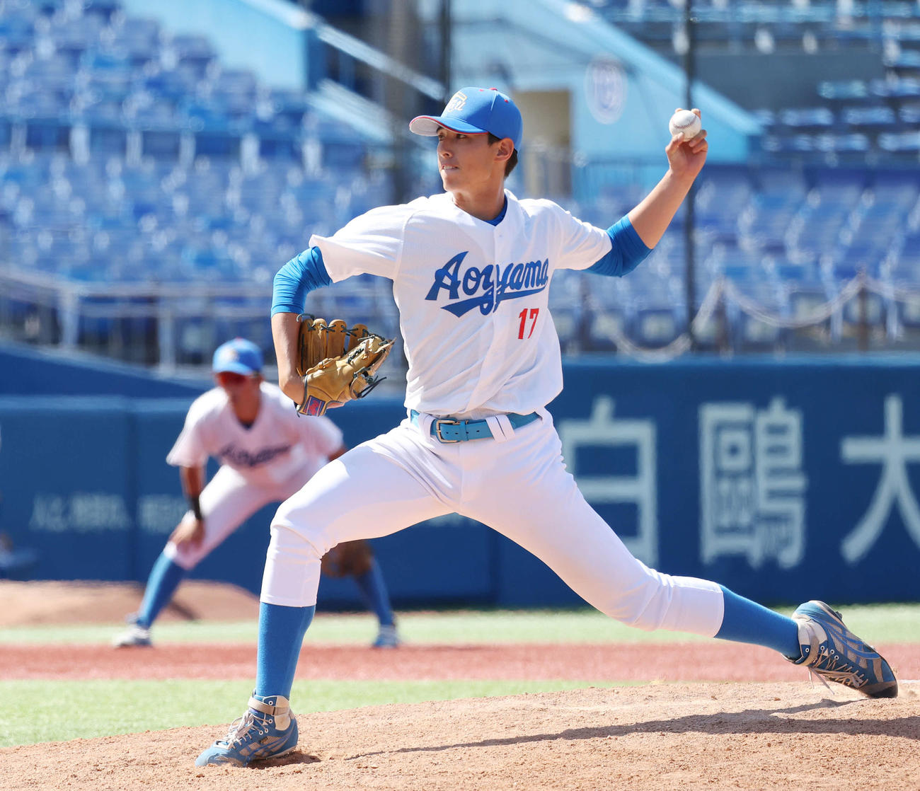 青学大対日大　青学大4番手のヴァデルナ（撮影・宮地輝）