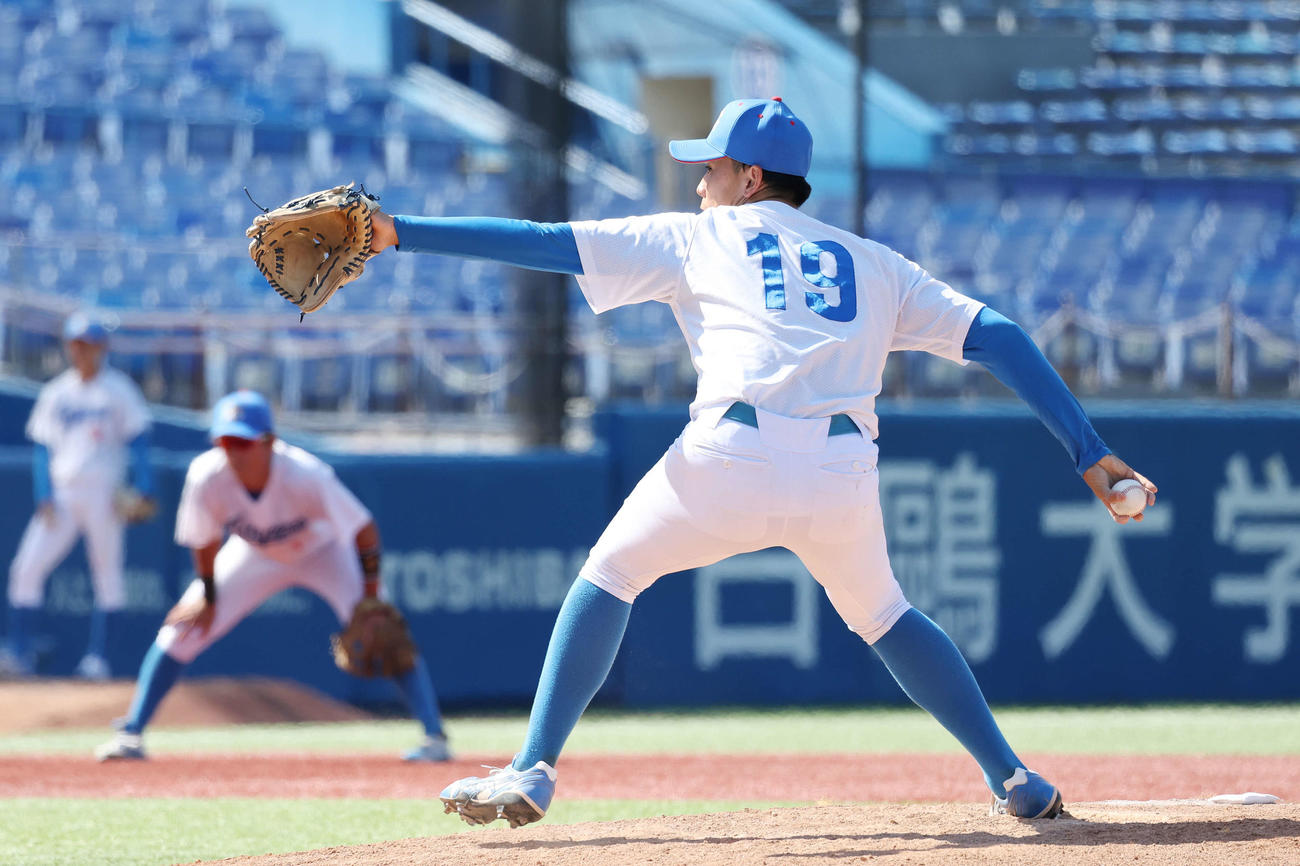 青学大対日大　青学大5番手の北條（撮影・宮地輝）