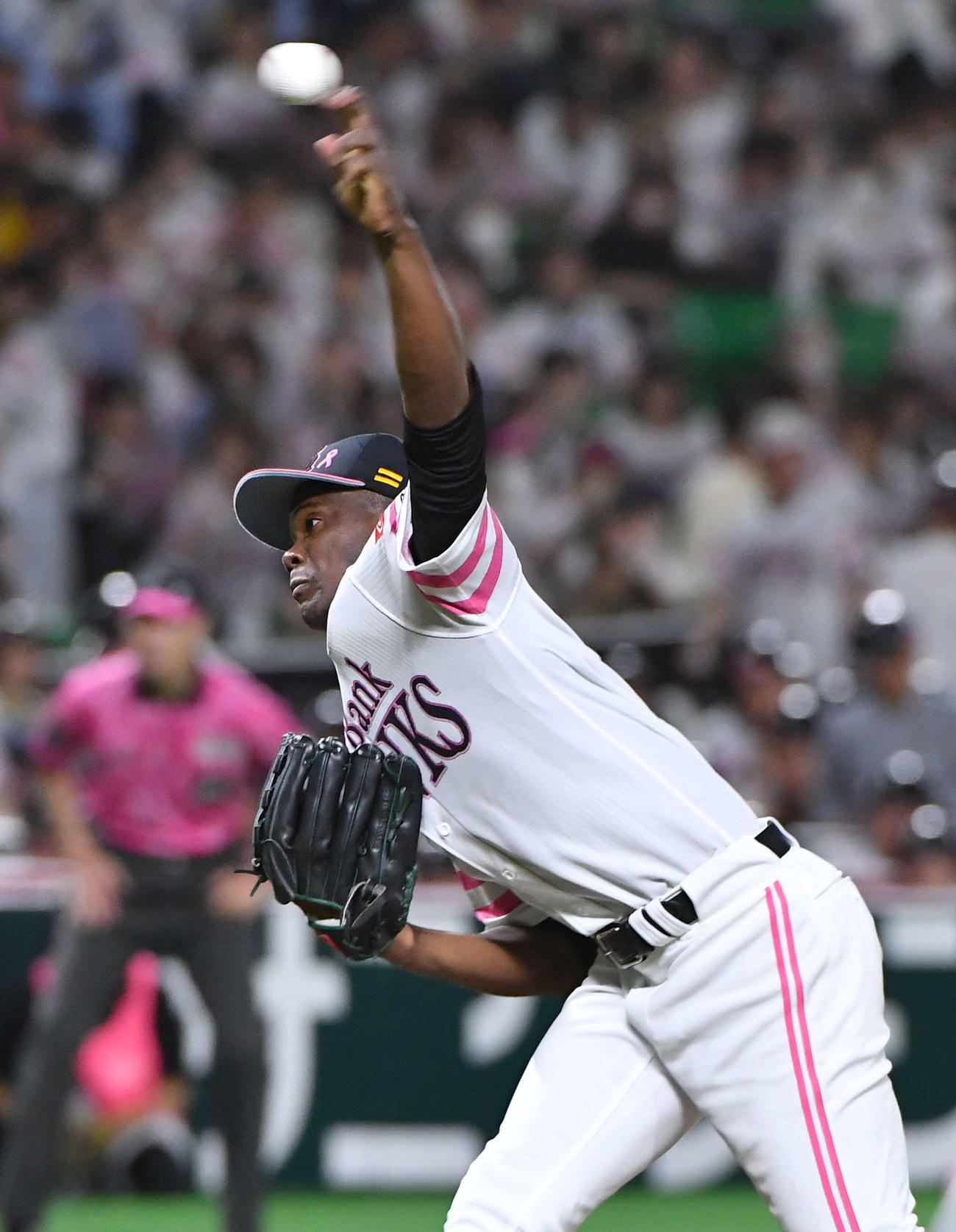 ソフトバンク対西武　ソフトバンク先発のモイネロ（撮影・岩下翔太）