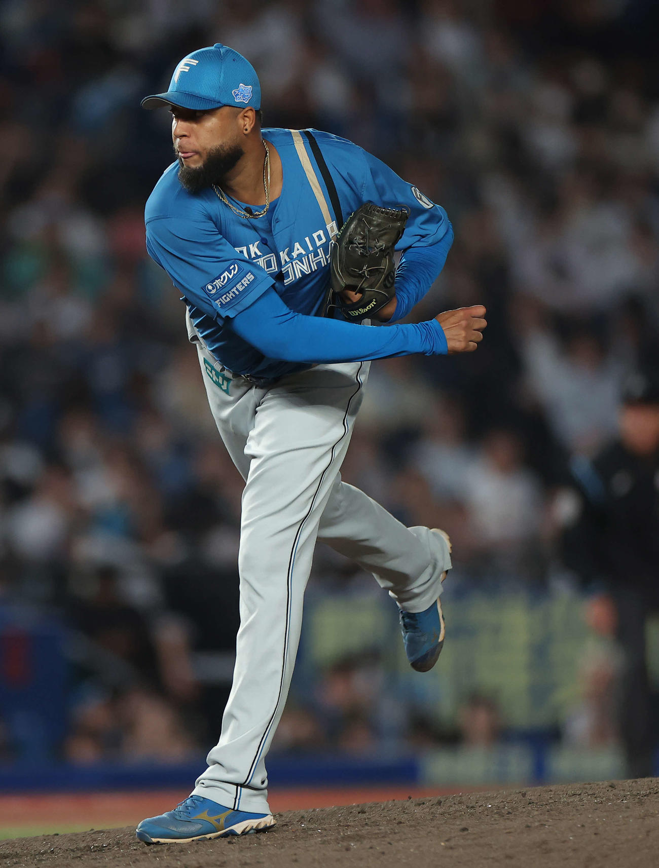 ロッテ対日本ハム　日本ハム3番手で登板するロドリゲス（撮影・河田真司）