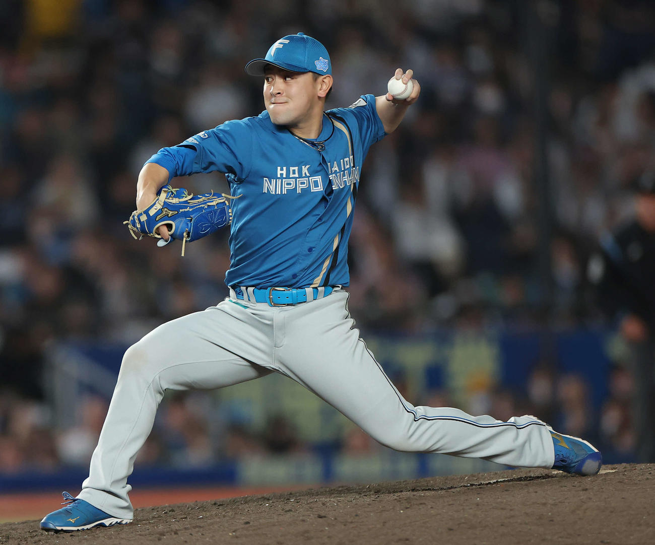 ロッテ対日本ハム　日本ハム4番手で登板する河野（撮影・河田真司）
