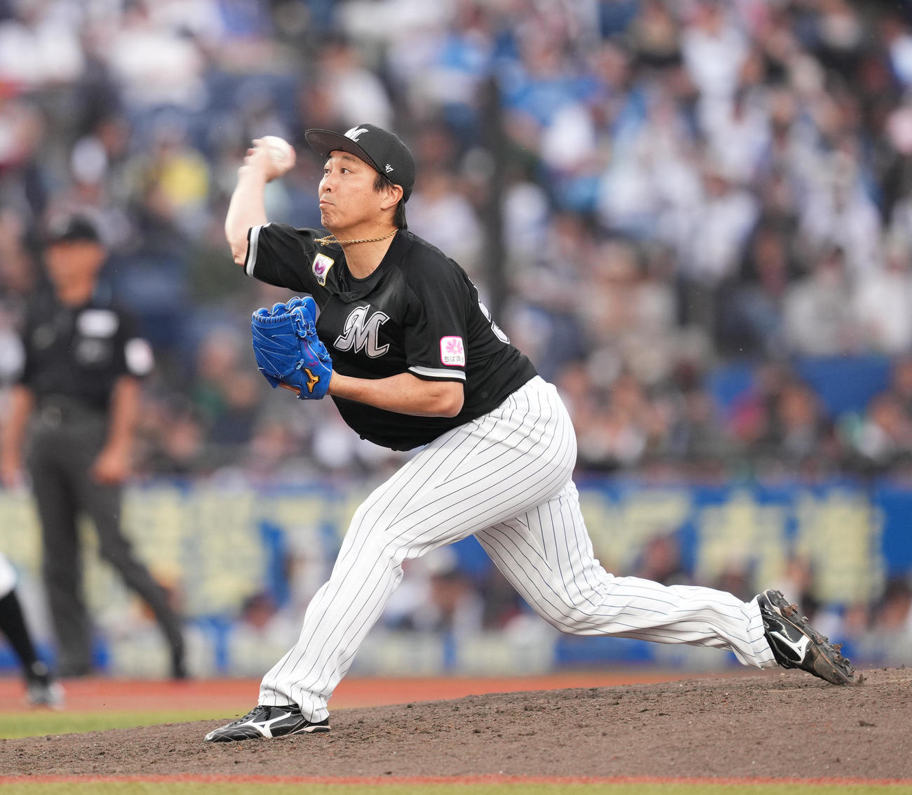 ロッテ対日本ハム　9回に登板したロッテ益田（撮影・菅敏）