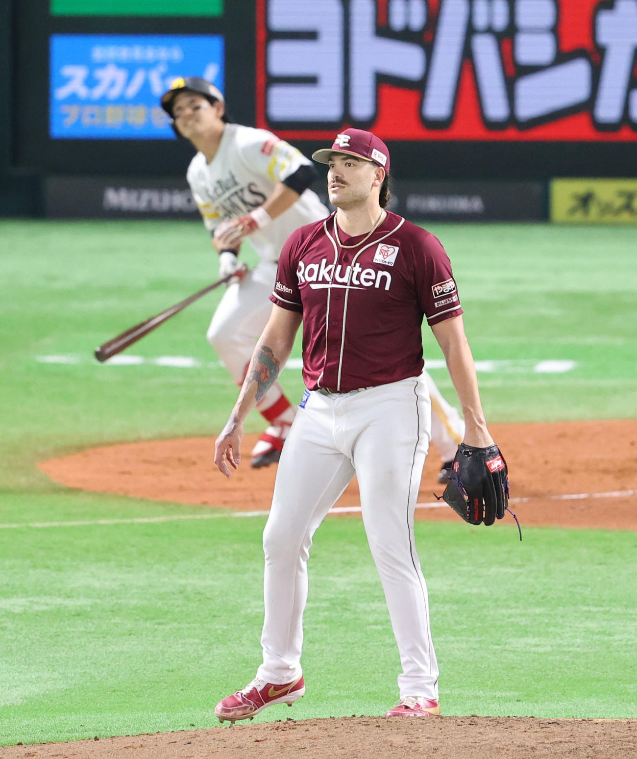 ソフトバンク対楽天　3回裏ソフトバンク無死、栗原に右越え本塁打を浴びたポンセ（撮影・鬼束羽瑠菜）