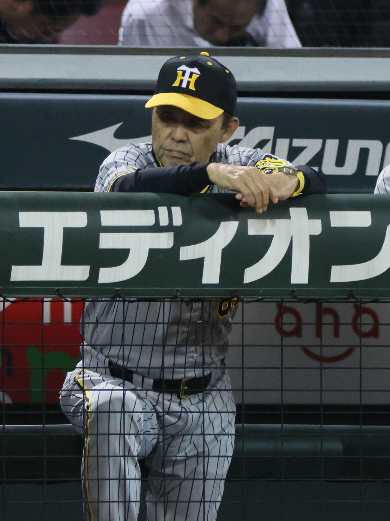広島対阪神　9回表阪神、敗れた岡田監督（撮影・加藤孝規）