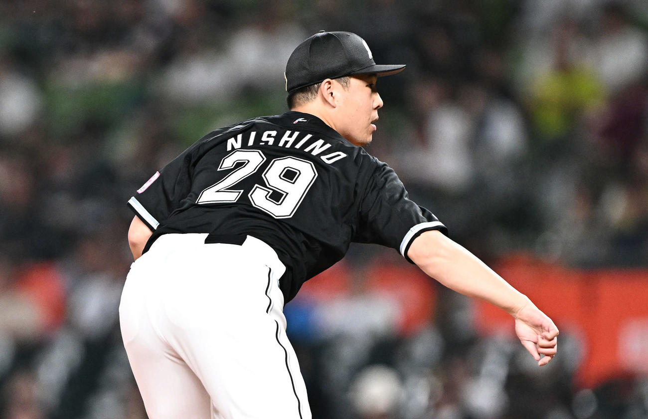 西武対ロッテ　ロッテ先発の西野（撮影・滝沢徹郎）