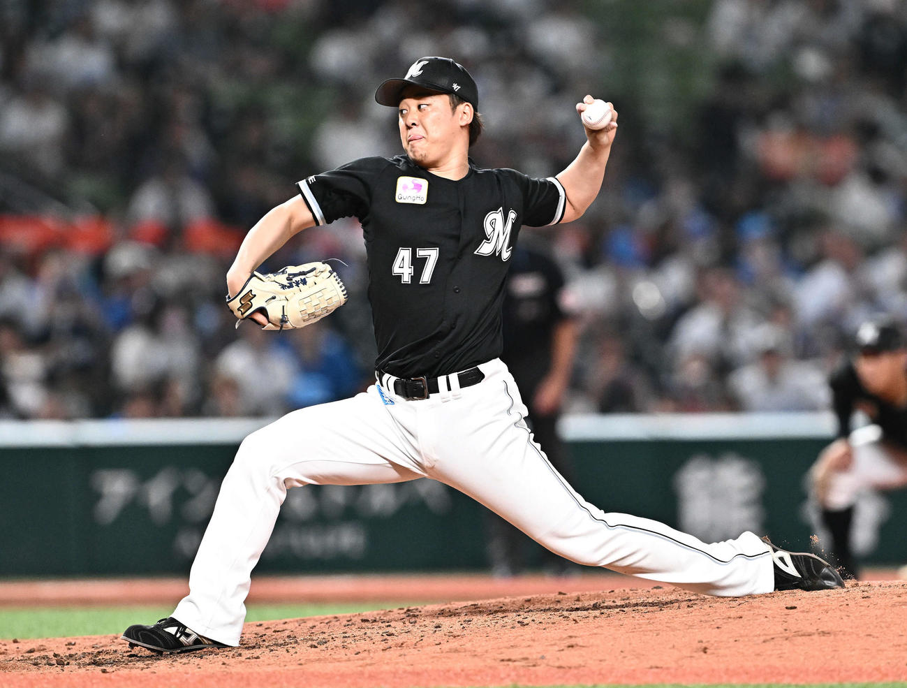 西武対ロッテ　8回裏ロッテ3番手で登板する鈴木（撮影・滝沢徹郎）