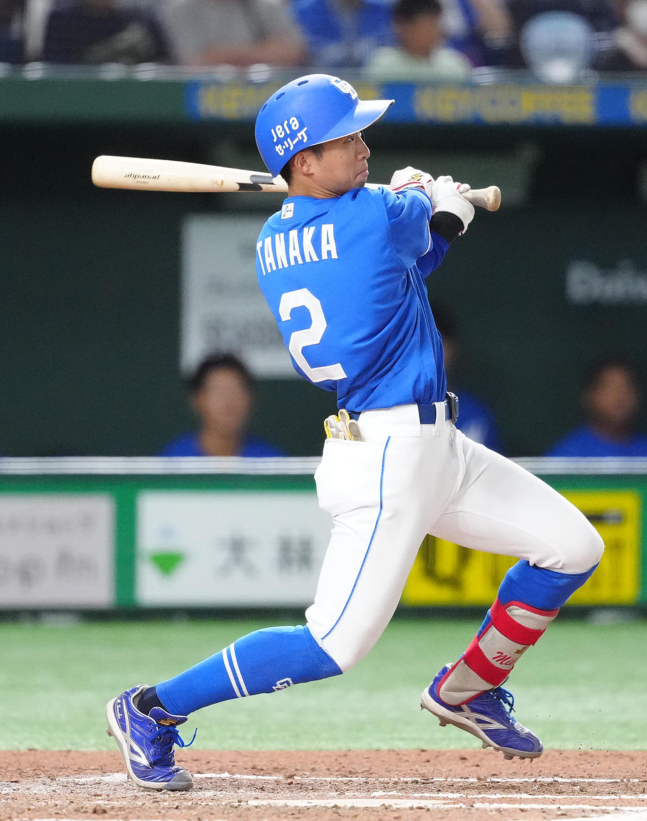 巨人対中日　7回表中日1死、プロ初となる先制ソロ本塁打を放つ田中（撮影・江口和貴）