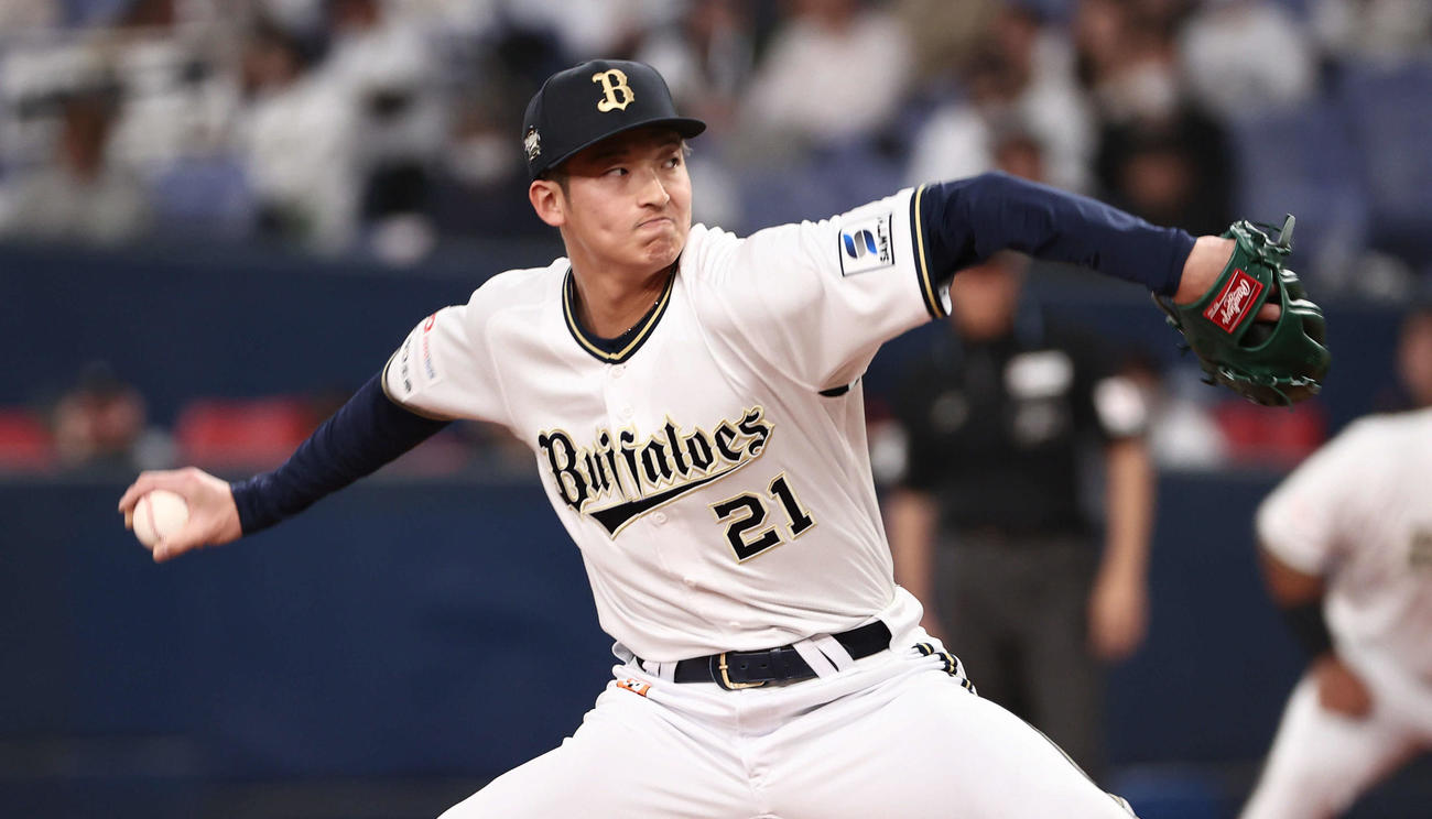 オリックス山崎颯一郎（2024年4月10日撮影）