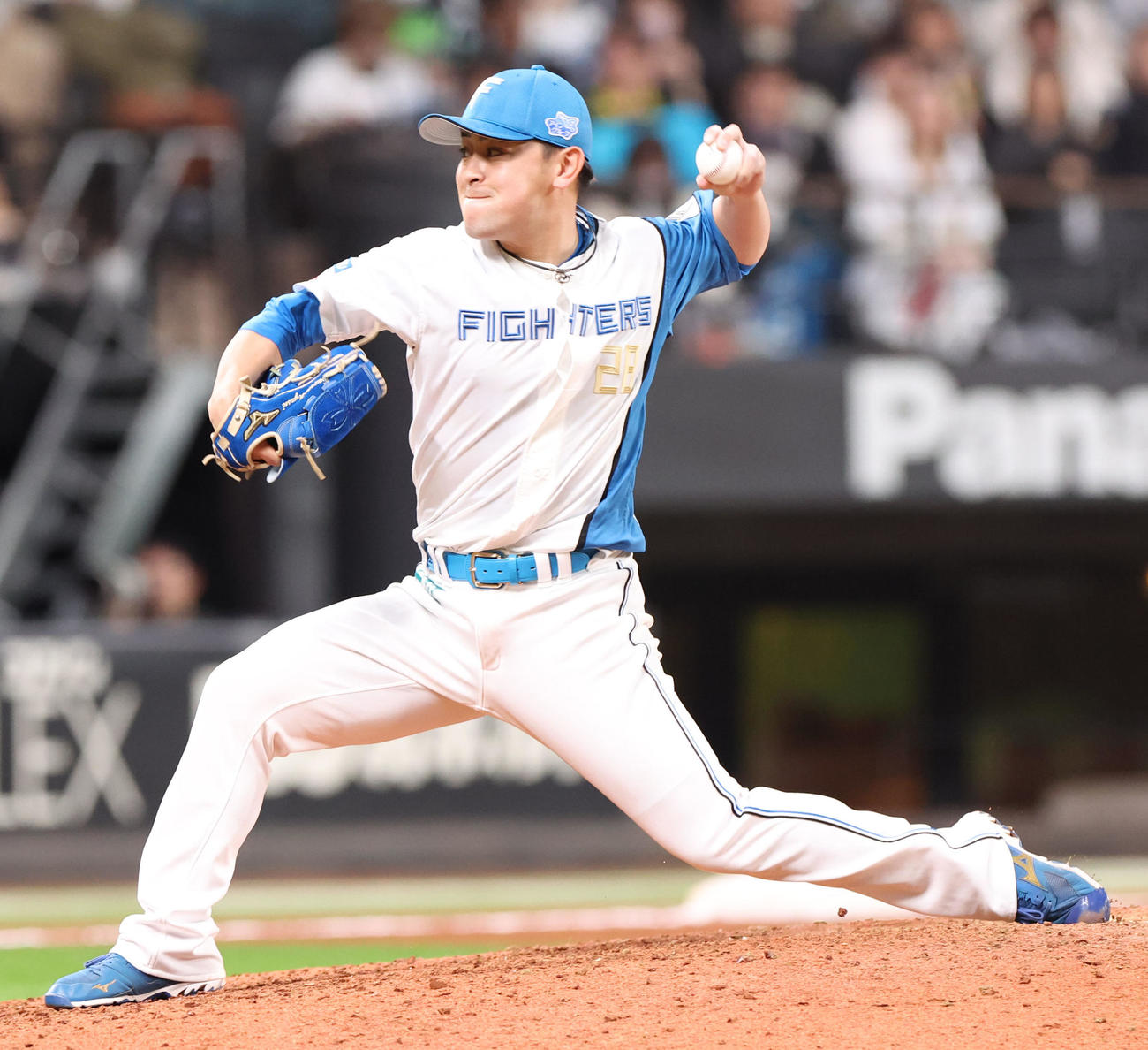 日本ハム対オリックス　日本ハム7番手の河野（撮影・佐藤翔太）