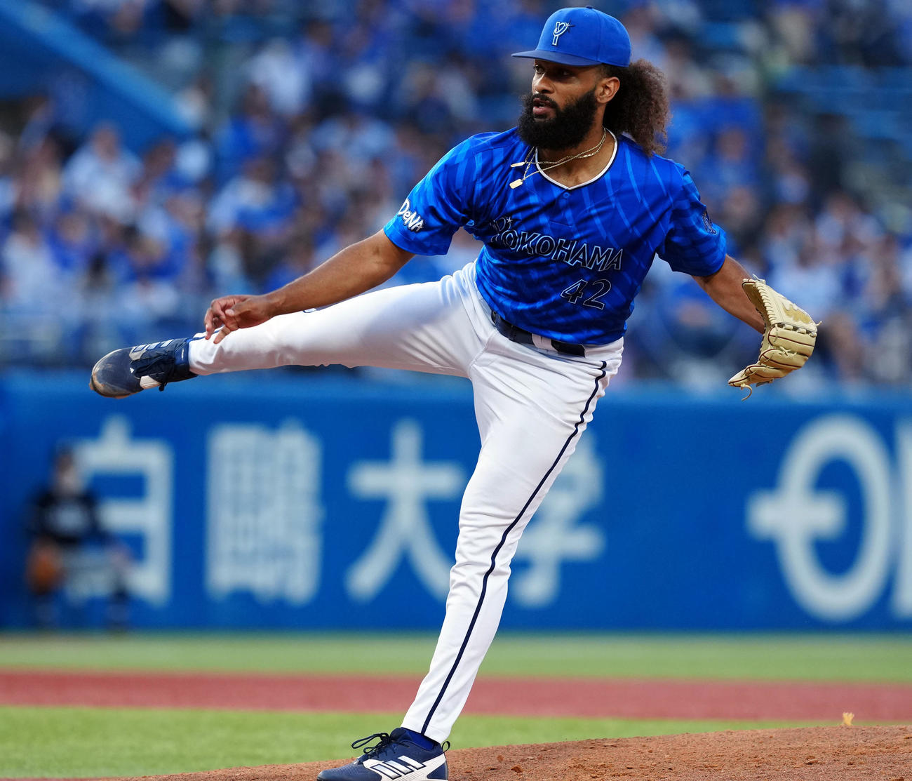 ヤクルト対DeNA DeNAの先発ジャクソン（撮影・たえ見朱実）