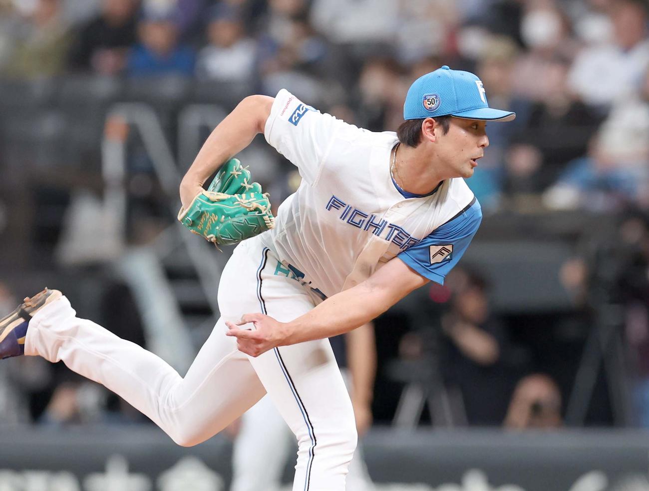 日本ハム対オリックス　日本ハム先発の上原（撮影・黒川智章）
