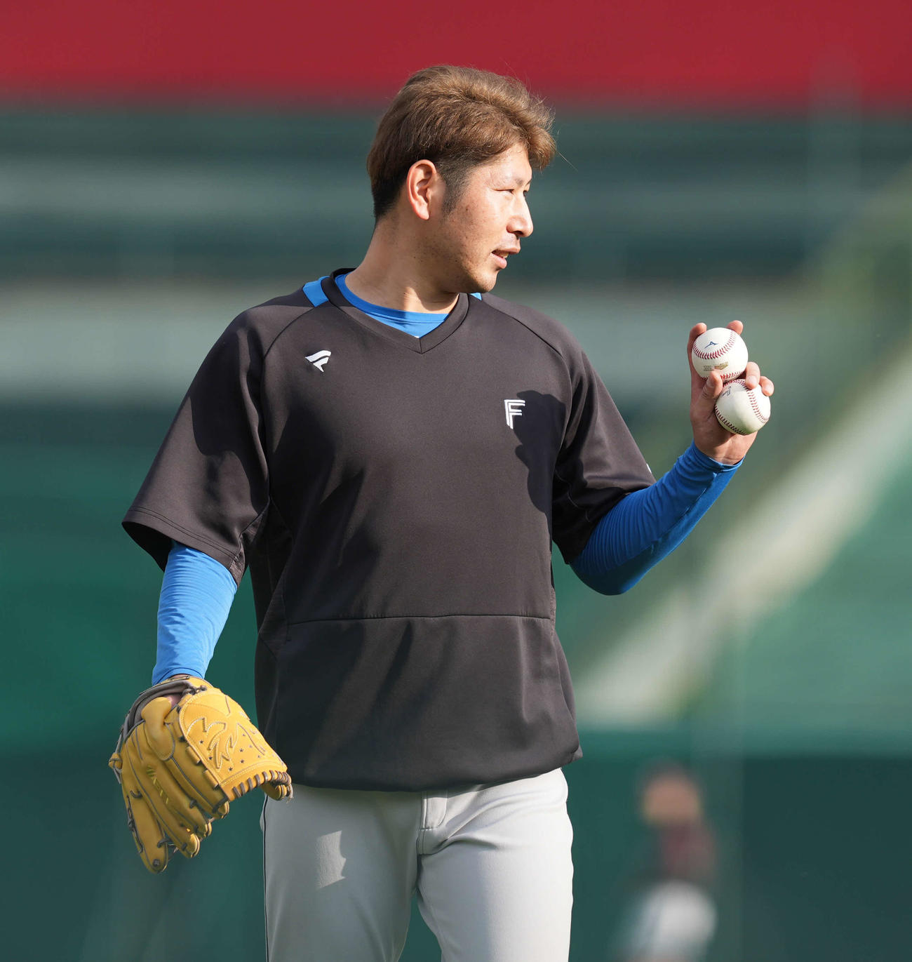 楽天対日本ハム　練習を終え引き上げる日本ハム加藤貴（撮影・井上学）