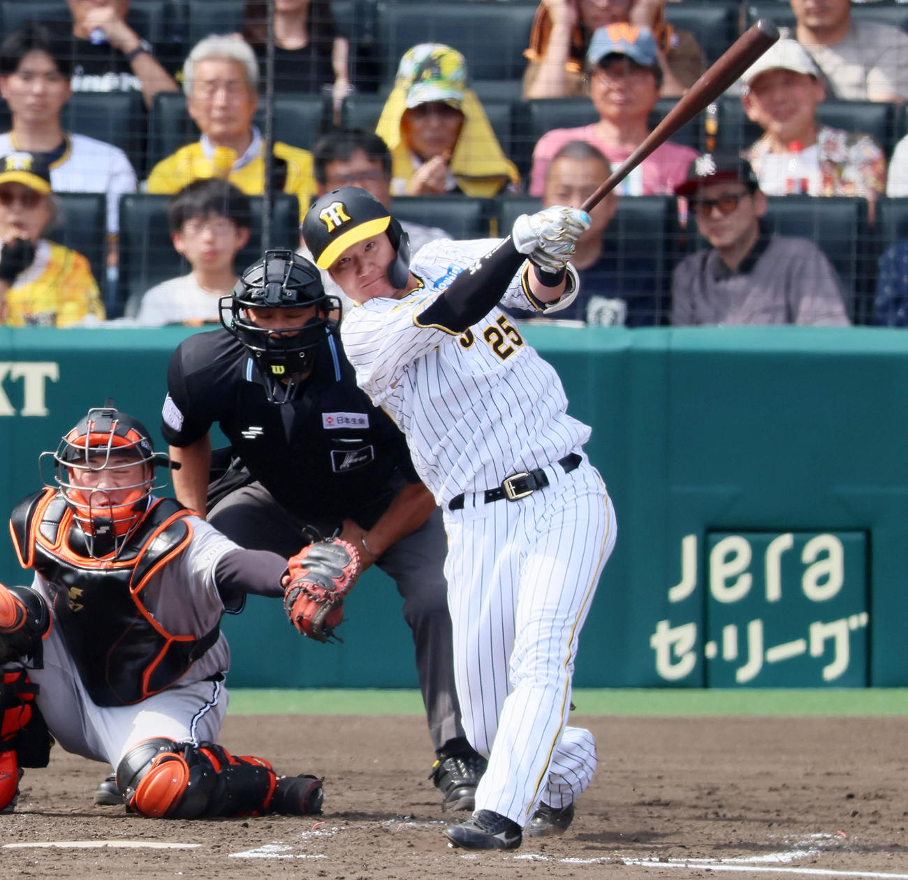 阪神対巨人　4回裏阪神無死、渡辺諒は左越えソロ本塁打を放つ（撮影・加藤哉）