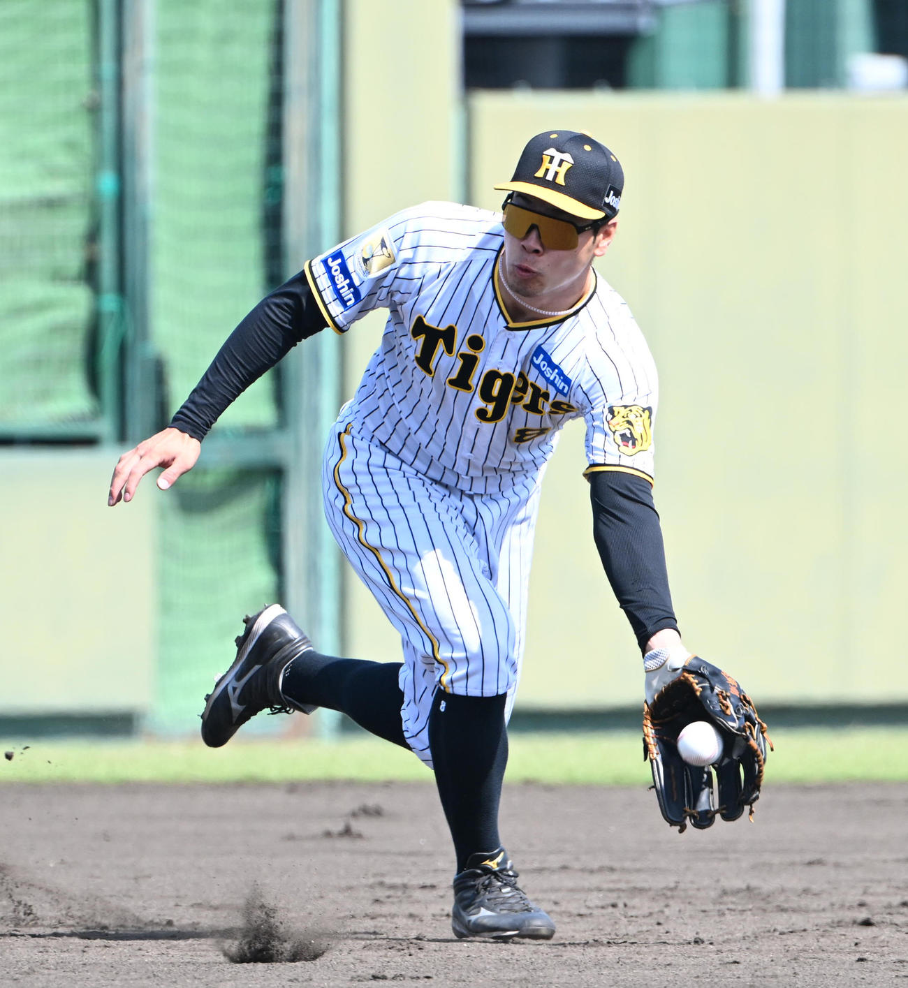 2軍阪神対オリックス　7回表オリックス2死、佐野の打球をさばく三塁手佐藤（撮影・和賀正仁）
