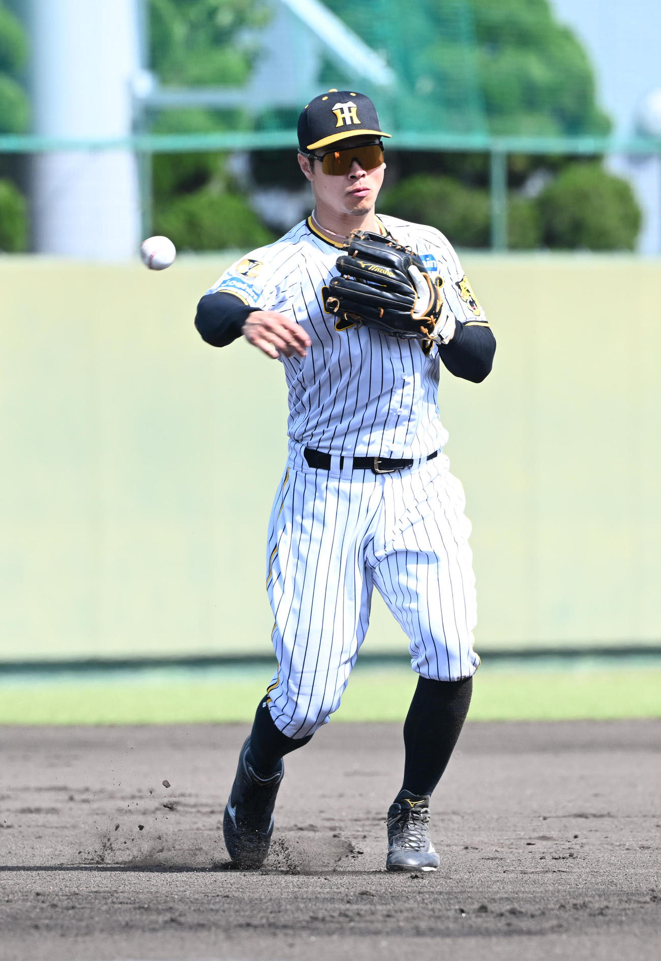 2軍阪神対オリックス　7回表オリックス2死、佐野の打球をさばく三塁手佐藤（撮影・和賀正仁）