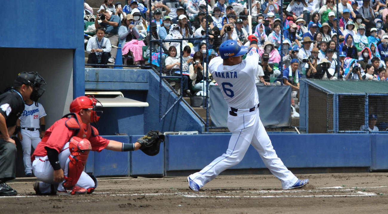ウエスタン・リーグ広島戦で実戦復帰した中日中田