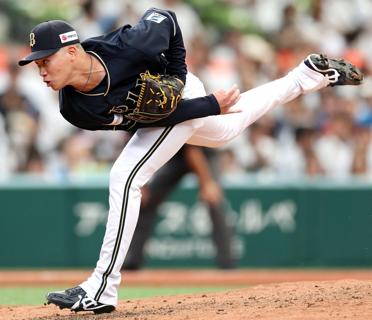 西武対オリックス　6回裏、オリックス4番手で登板する才木（撮影・河田真司）