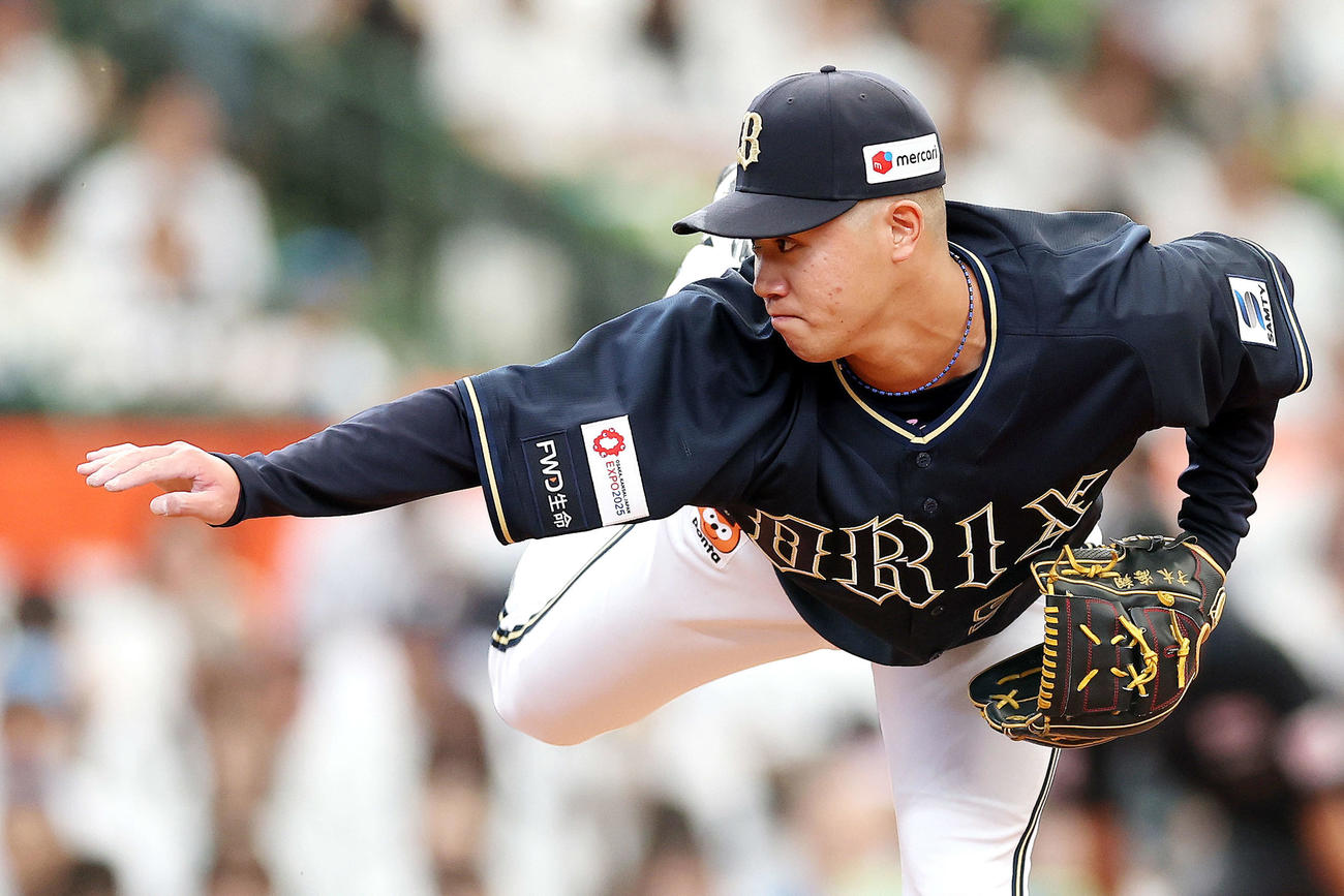 西武対オリックス　6回裏、オリックス4番手で登板する才木（撮影・河田真司）