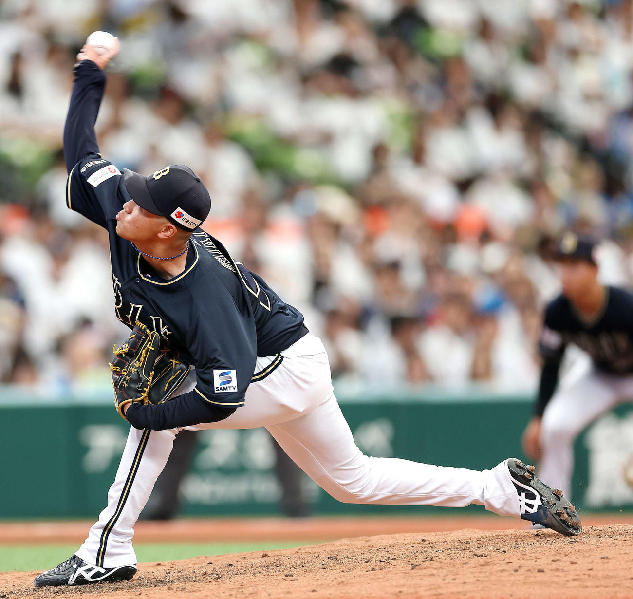 西武対オリックス　6回裏、オリックス4番手で登板する才木（撮影・河田真司）