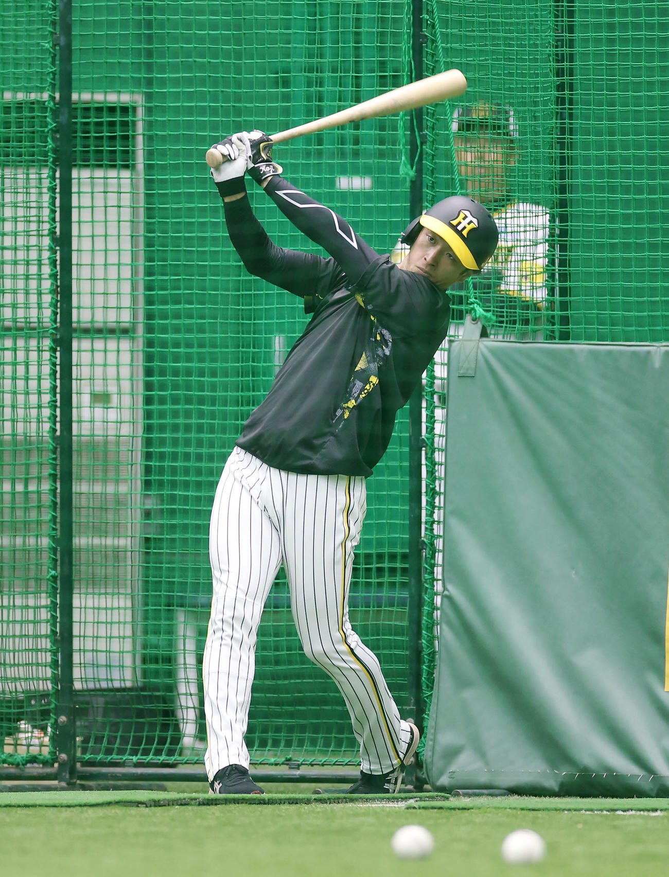 阪神対日本ハム　打撃練習を行う阪神近本（撮影・前田充）