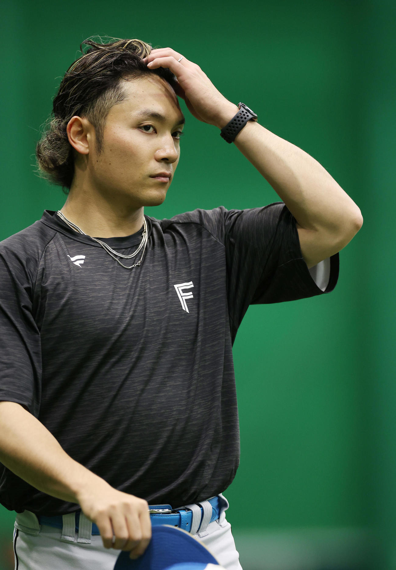 阪神対日本ハム　練習に臨む日本ハム伊藤（撮影・前田充）